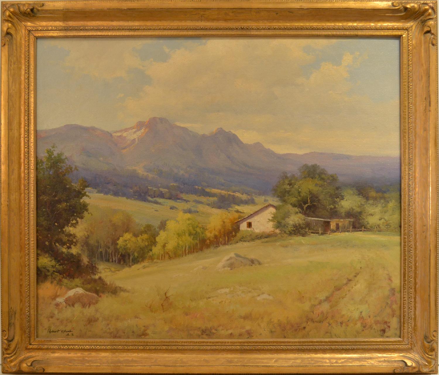 Robert Wood, "Mountain Home, 1943" Oil on Canvas 25 x 30 - Painting by Robert William Wood