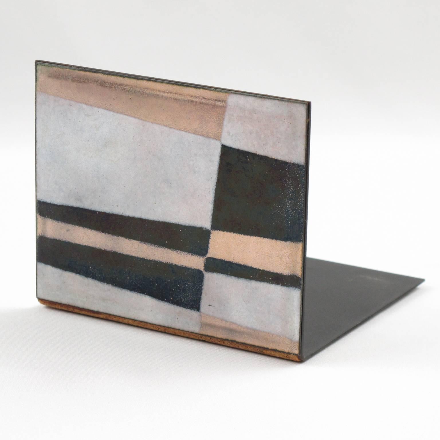 Robert Wuersch 1950s Modernist Enamel on Copper Bookends (serre-livres) 3