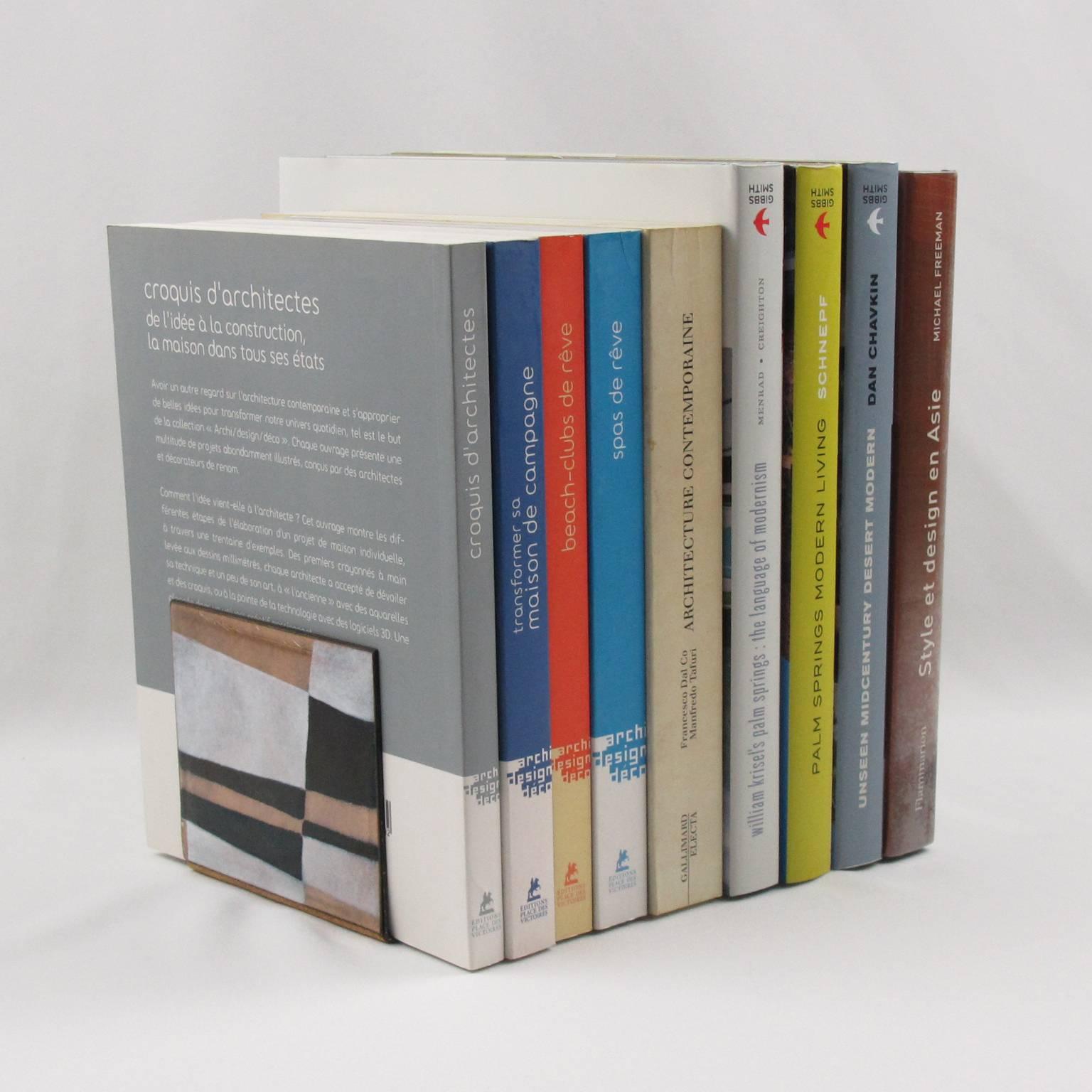 Américain Robert Wuersch 1950s Modernist Enamel on Copper Bookends (serre-livres)