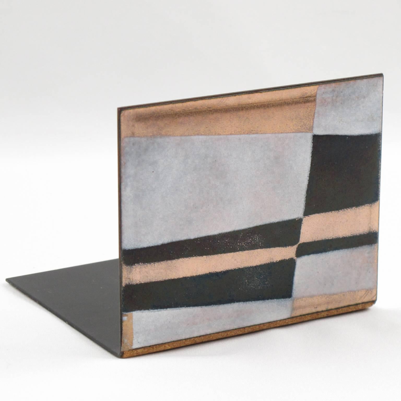 Robert Wuersch 1950s Modernist Enamel on Copper Bookends (serre-livres) 2