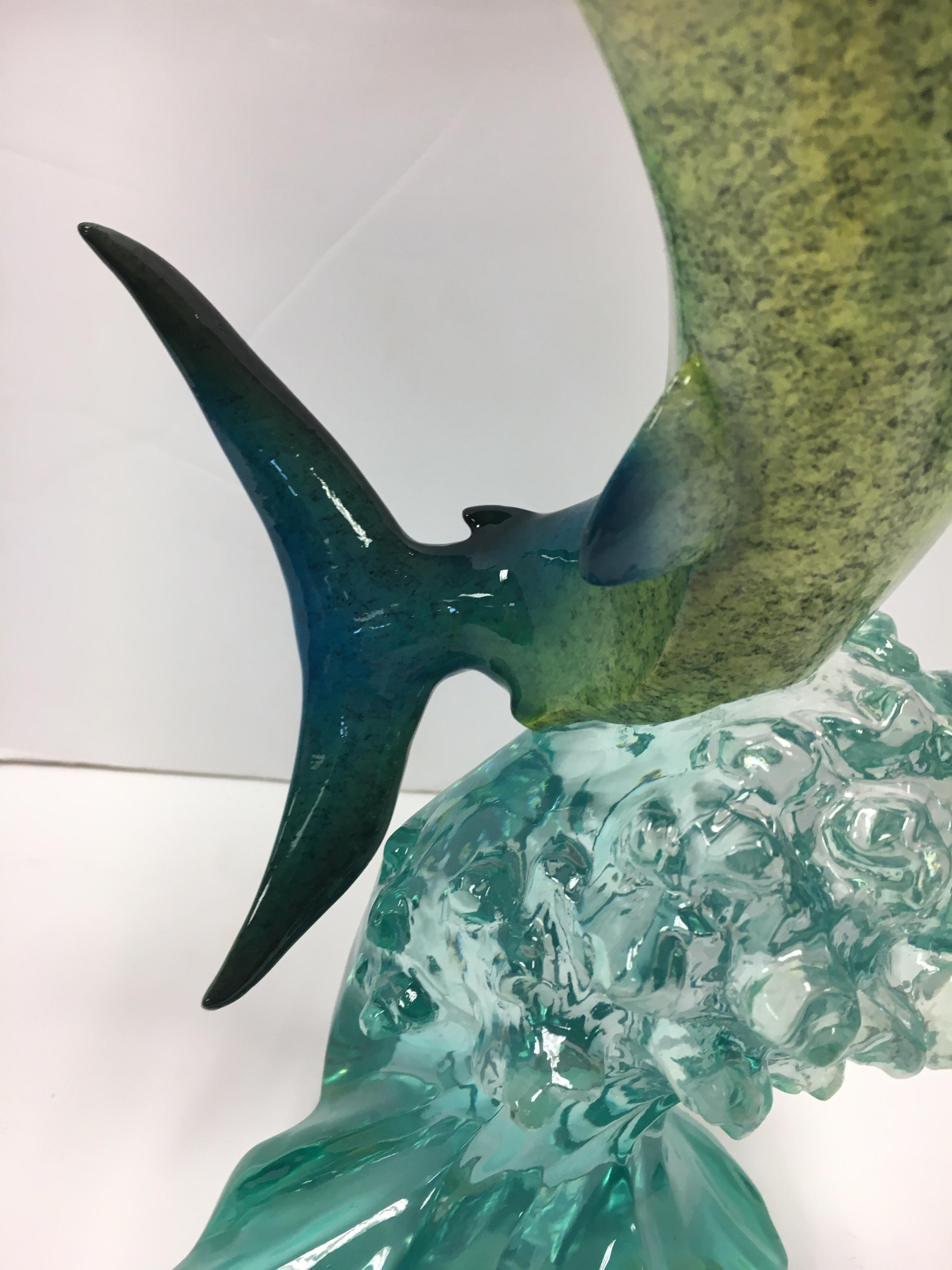 American Robert Wyland Lucite Marlin Saifish Fish Sculpture
