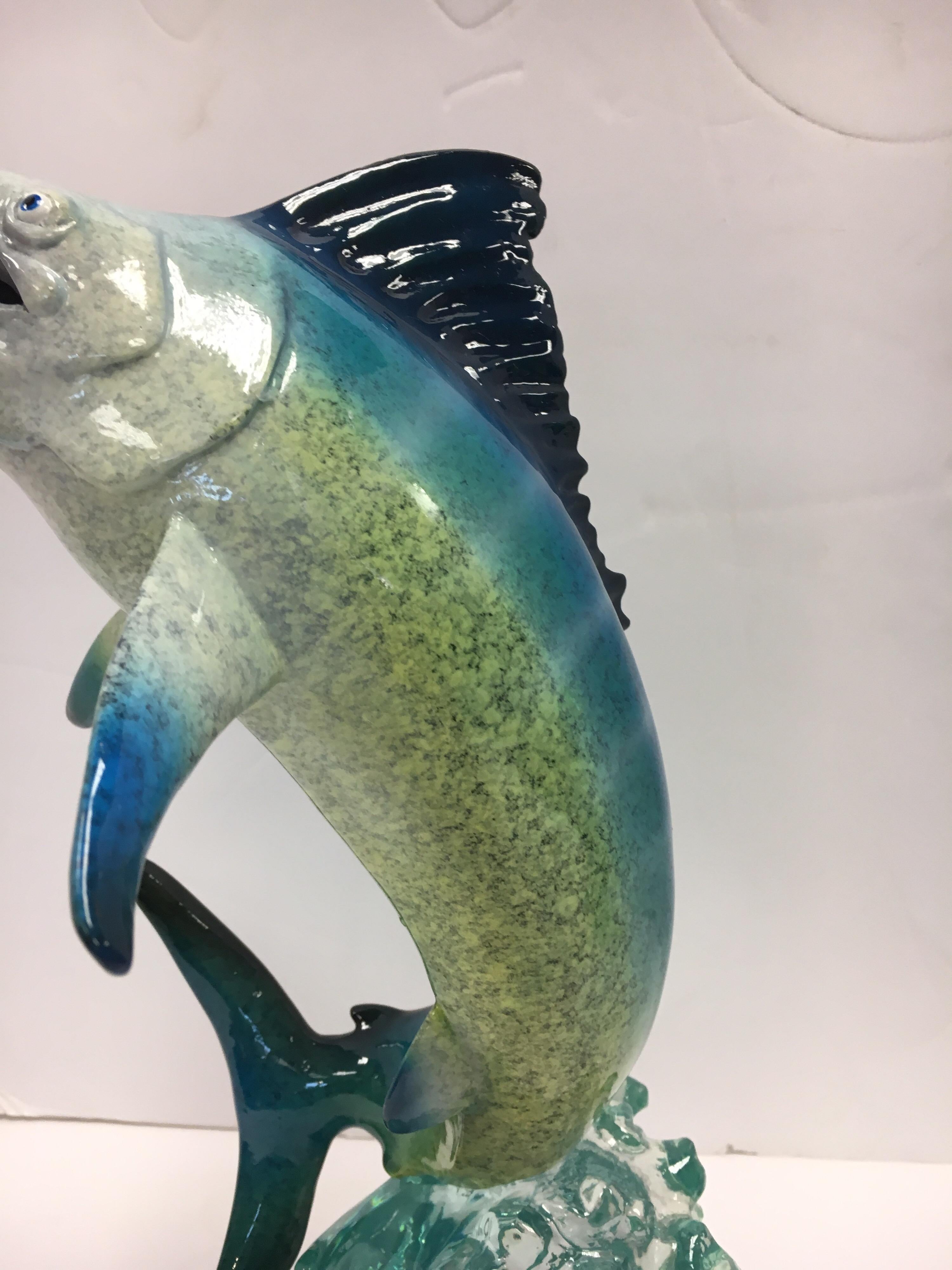 Robert Wyland Lucite Marlin Saifish Fish Sculpture In Excellent Condition In West Hartford, CT