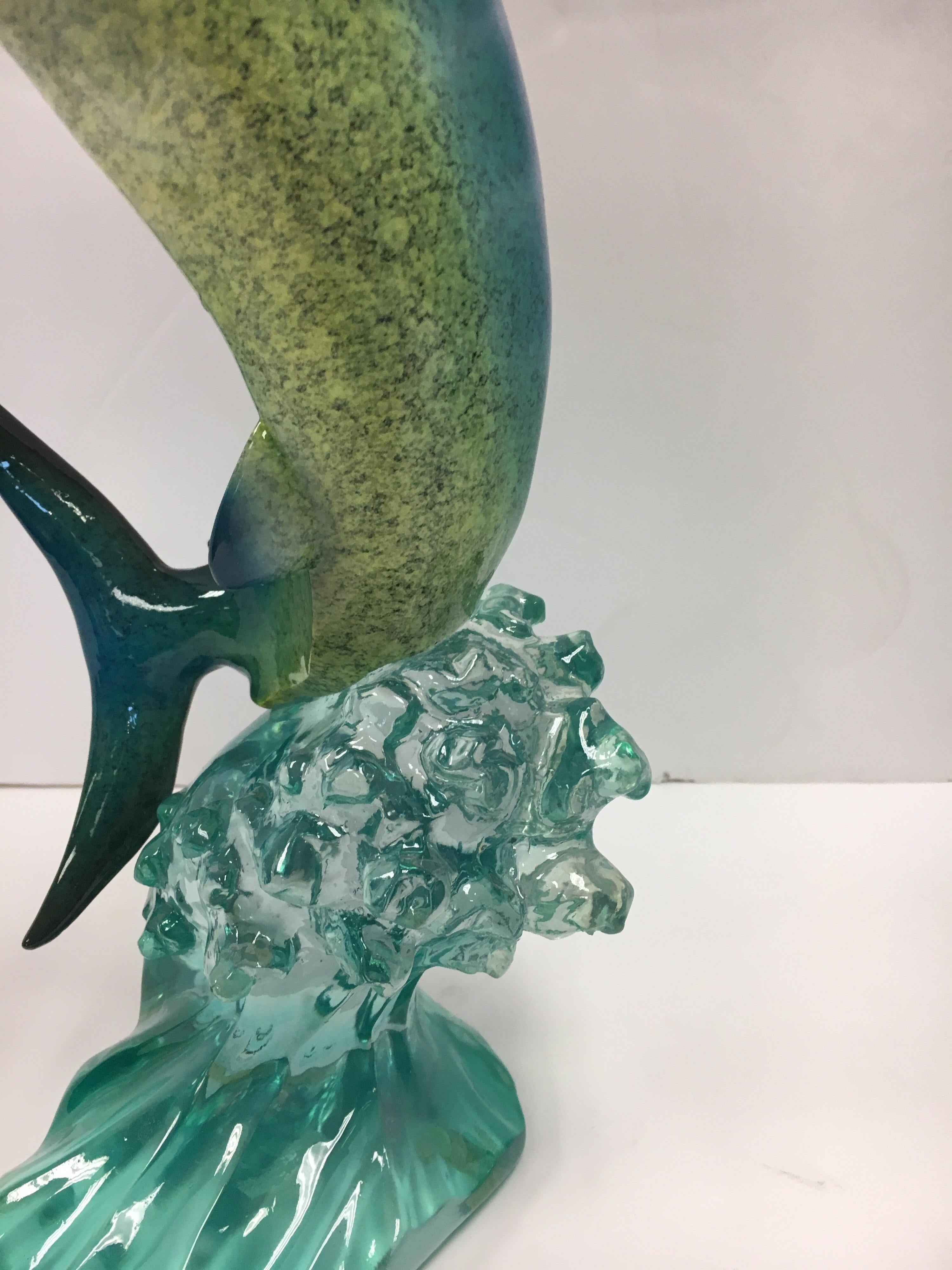 Late 20th Century Robert Wyland Lucite Marlin Saifish Fish Sculpture