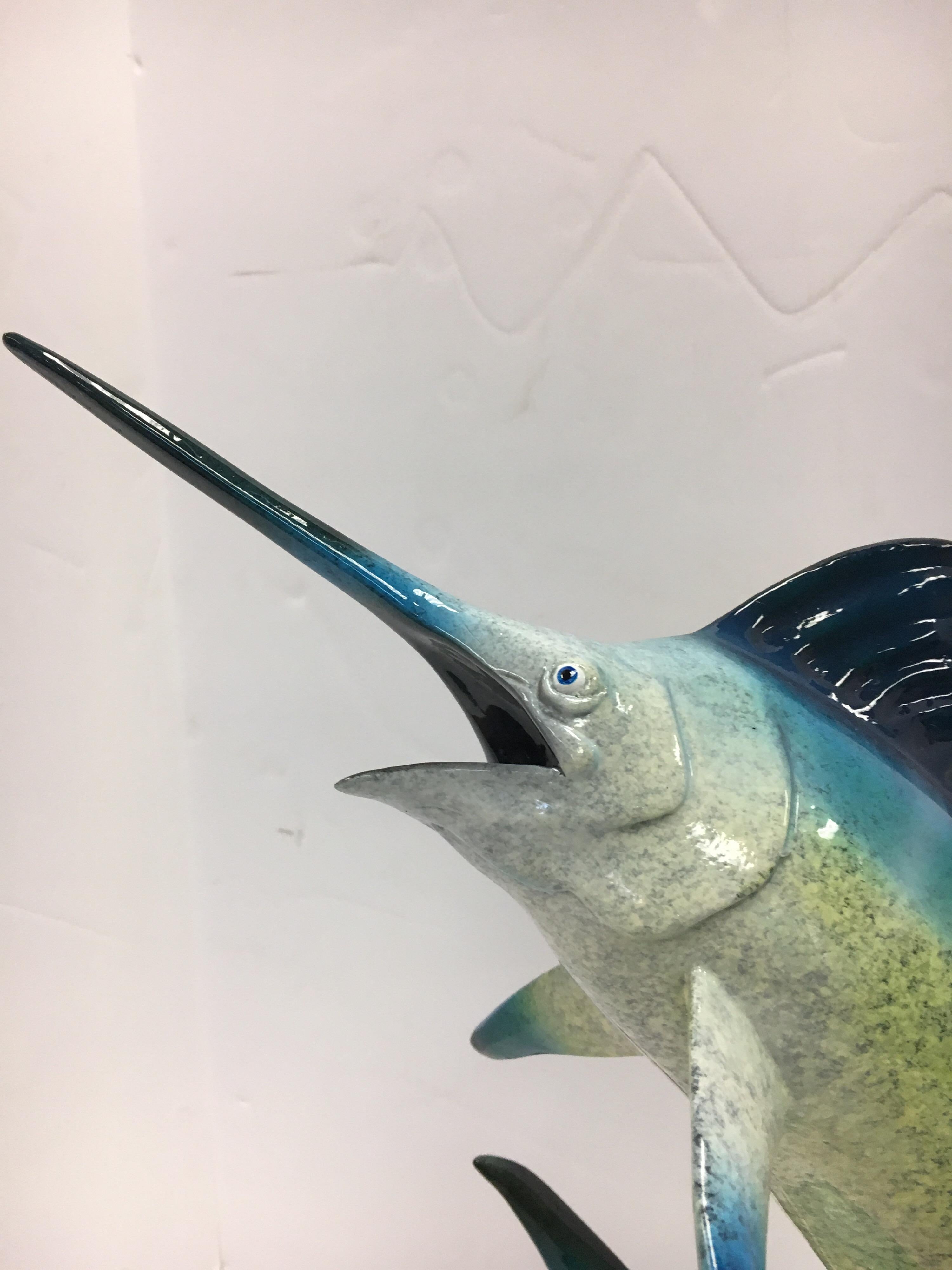 Robert Wyland Lucite Marlin Saifish Fish Sculpture 1