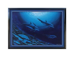 Robert Wyland Painting Large Original Oil On Canvas Signed Dolphin Reef Art SBO