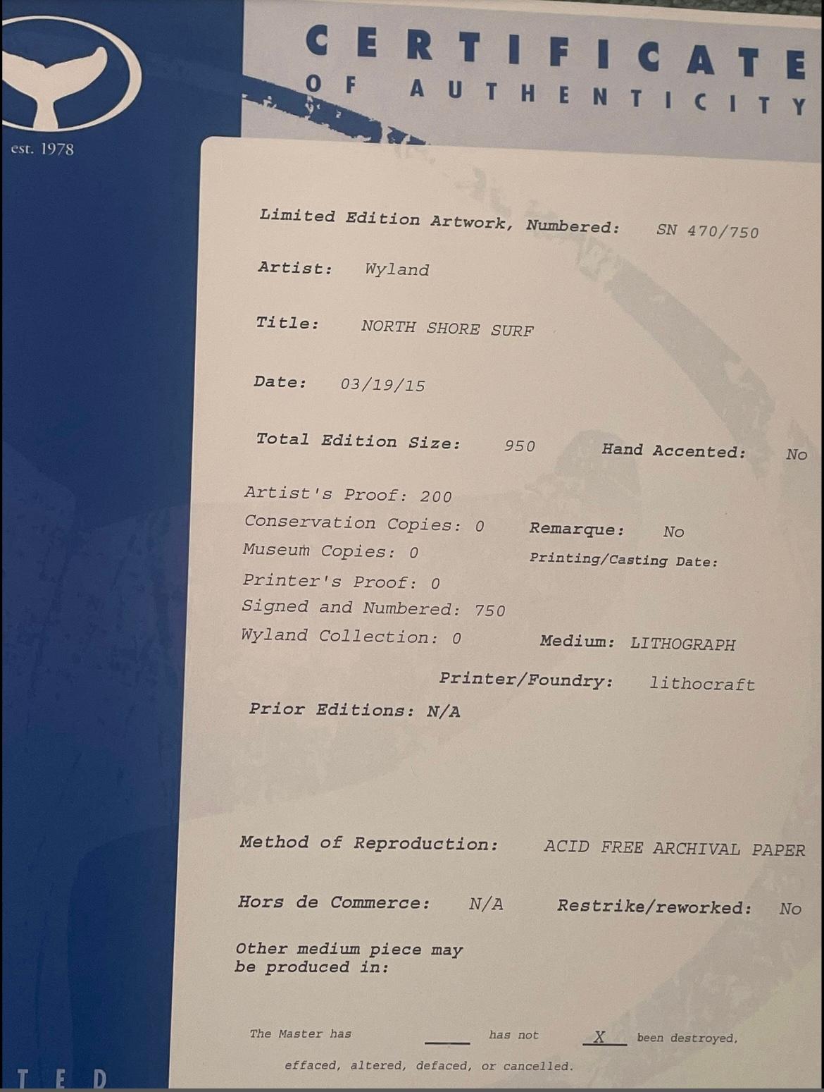 Questa è una litografia firmata e numerata di Robert Wyland 