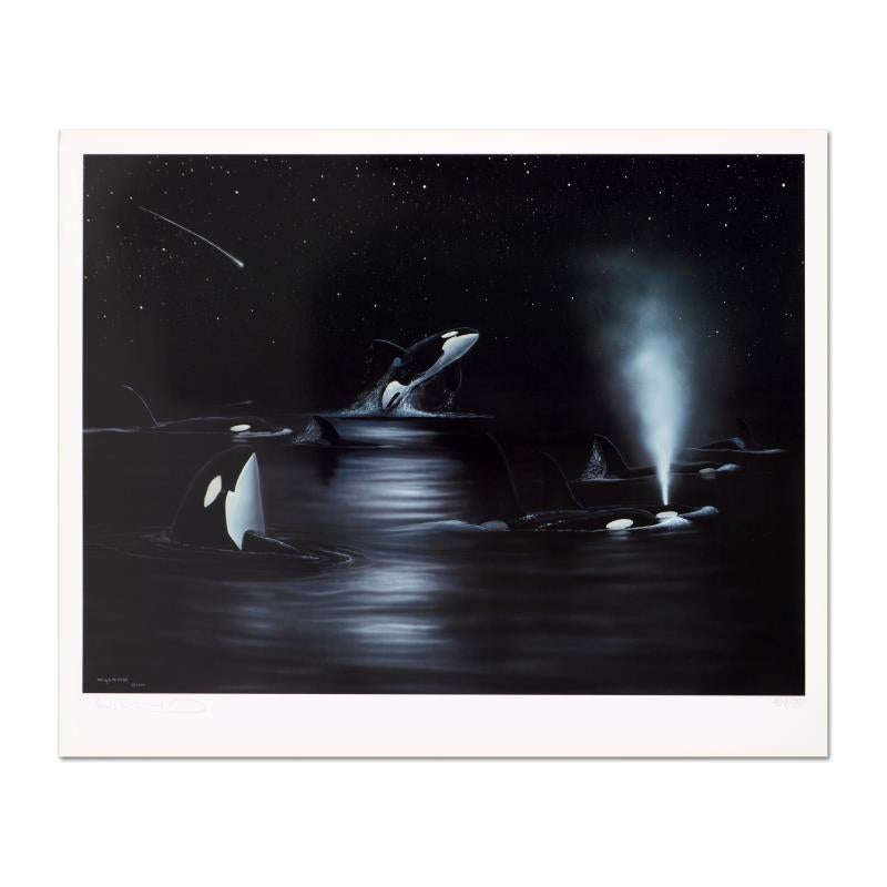 Print Robert Wyland - Lithographie en édition limitée Orca Starry Night