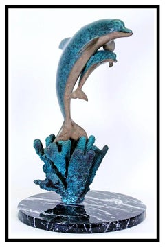 Robert Wyland Ocean Child Bronze Sculpture Signed Dolphin Marine Wildlife Animal