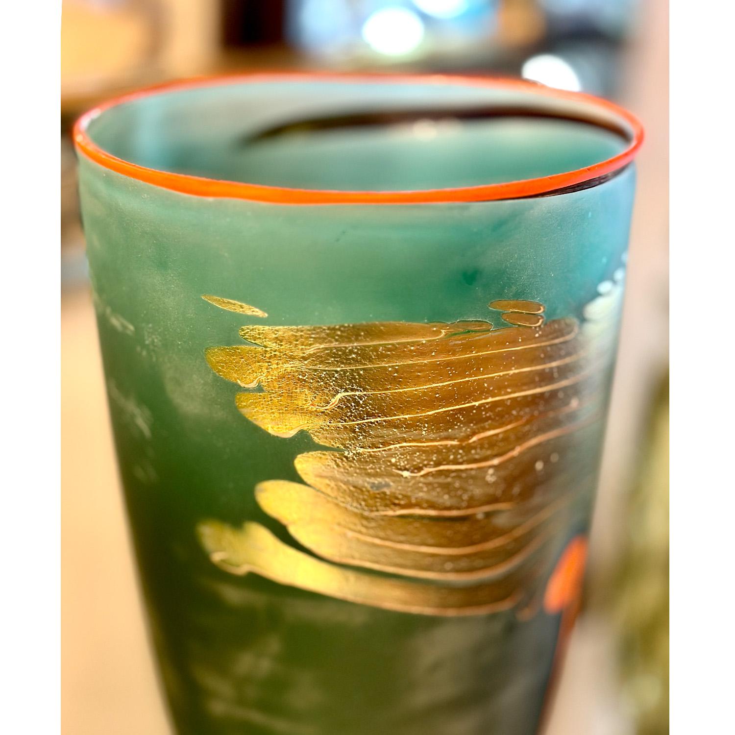 Moderno Vaso colorato in vetro Studio A di Robert Wynne, 1994 in vendita