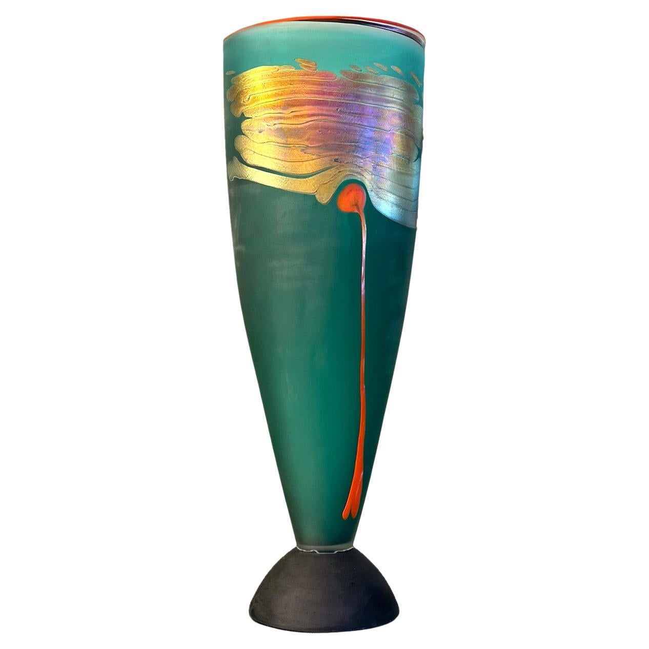 Vaso colorato in vetro Studio A di Robert Wynne, 1994 in vendita