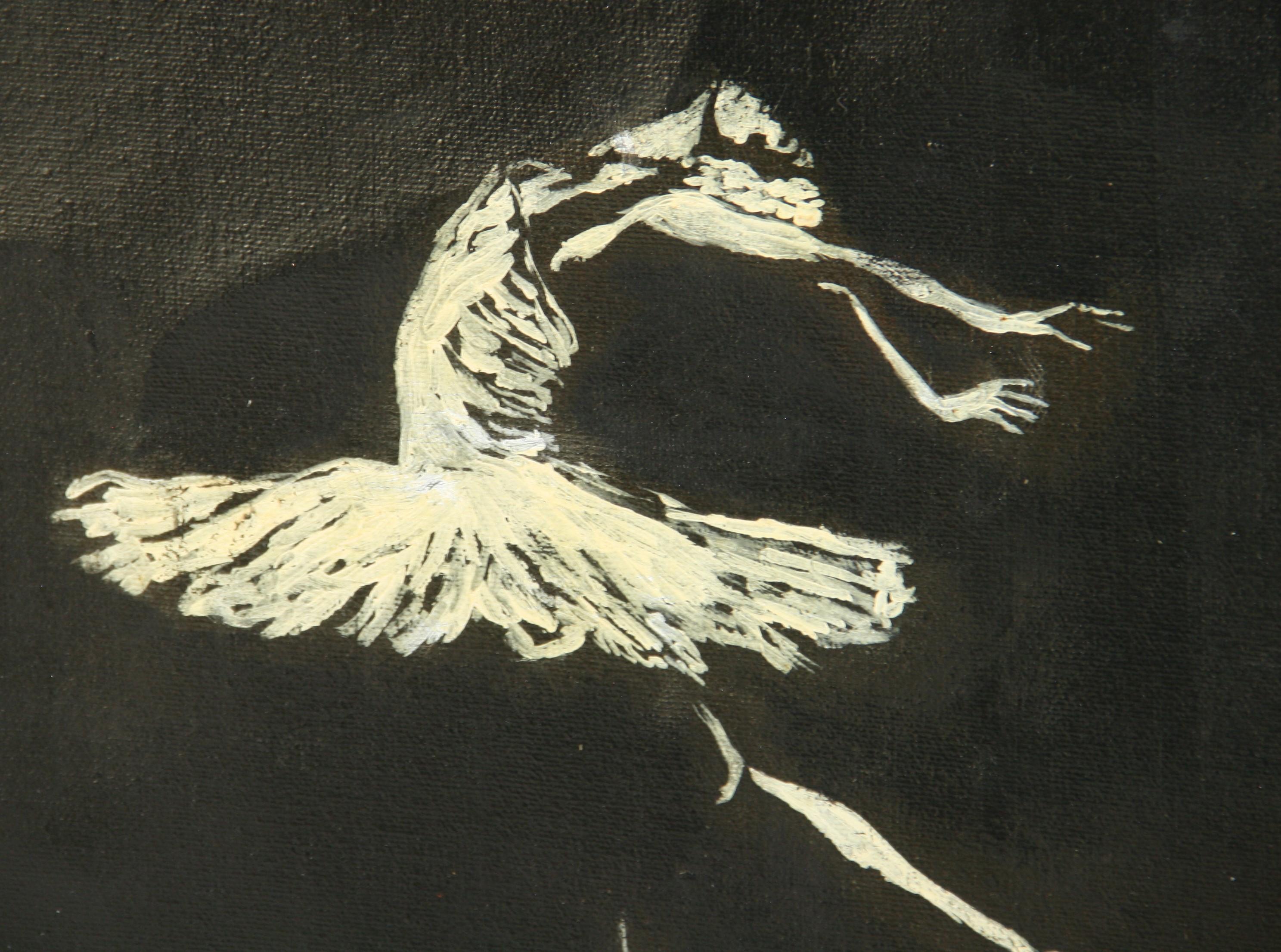 6029 Silueta de bailarina pintura al óleo en blanco sobre fondo negro
Firmado verso Robert Yarmola
Enmarcado
Imagen 13,5x10,5