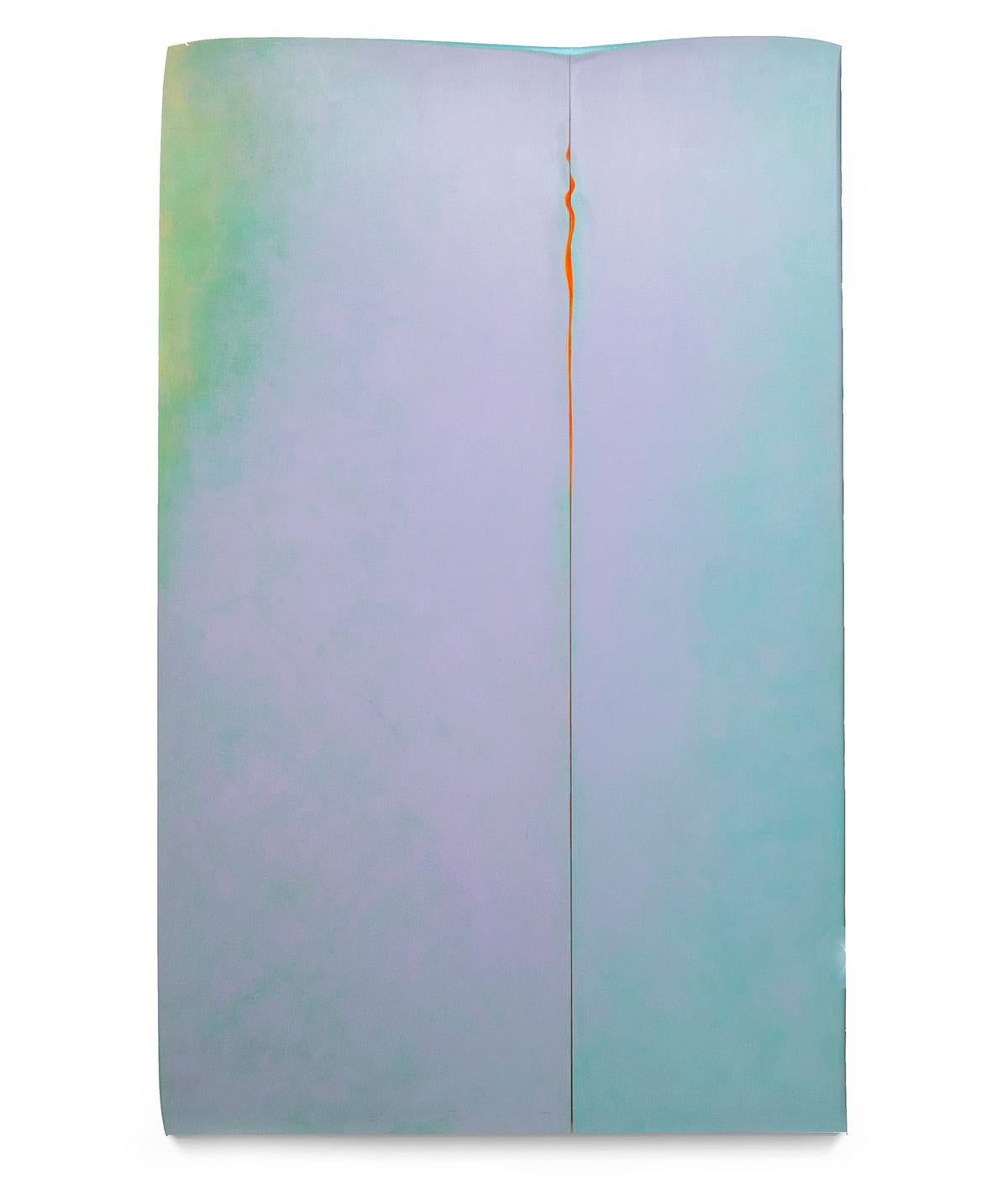Robert Yasuda Abstract Painting - Translucent, large, lavender sculptural painting on carved wood