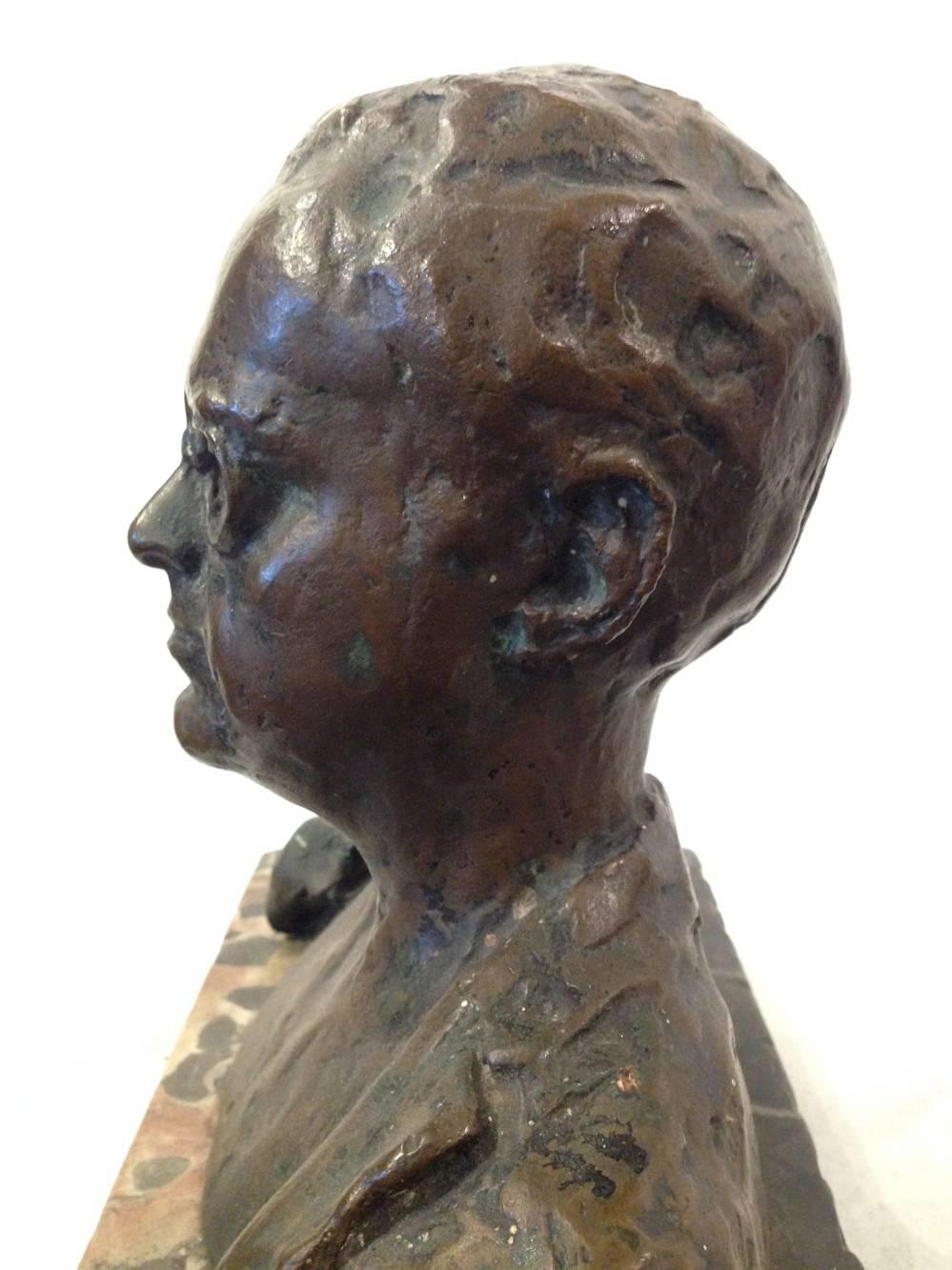 Self-Portrait by Robert Zachetti; bronze;  For Sale 3