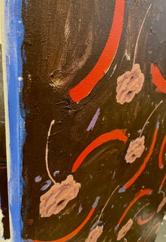 Grande trittico astratto di decorazioni e motivi minimalisti posticci Pittura acrilica