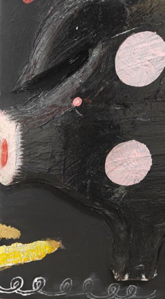 "Oink Charm" Robert Zakanitch, Muster und Dekoration, rosa und schwarzes Schwein