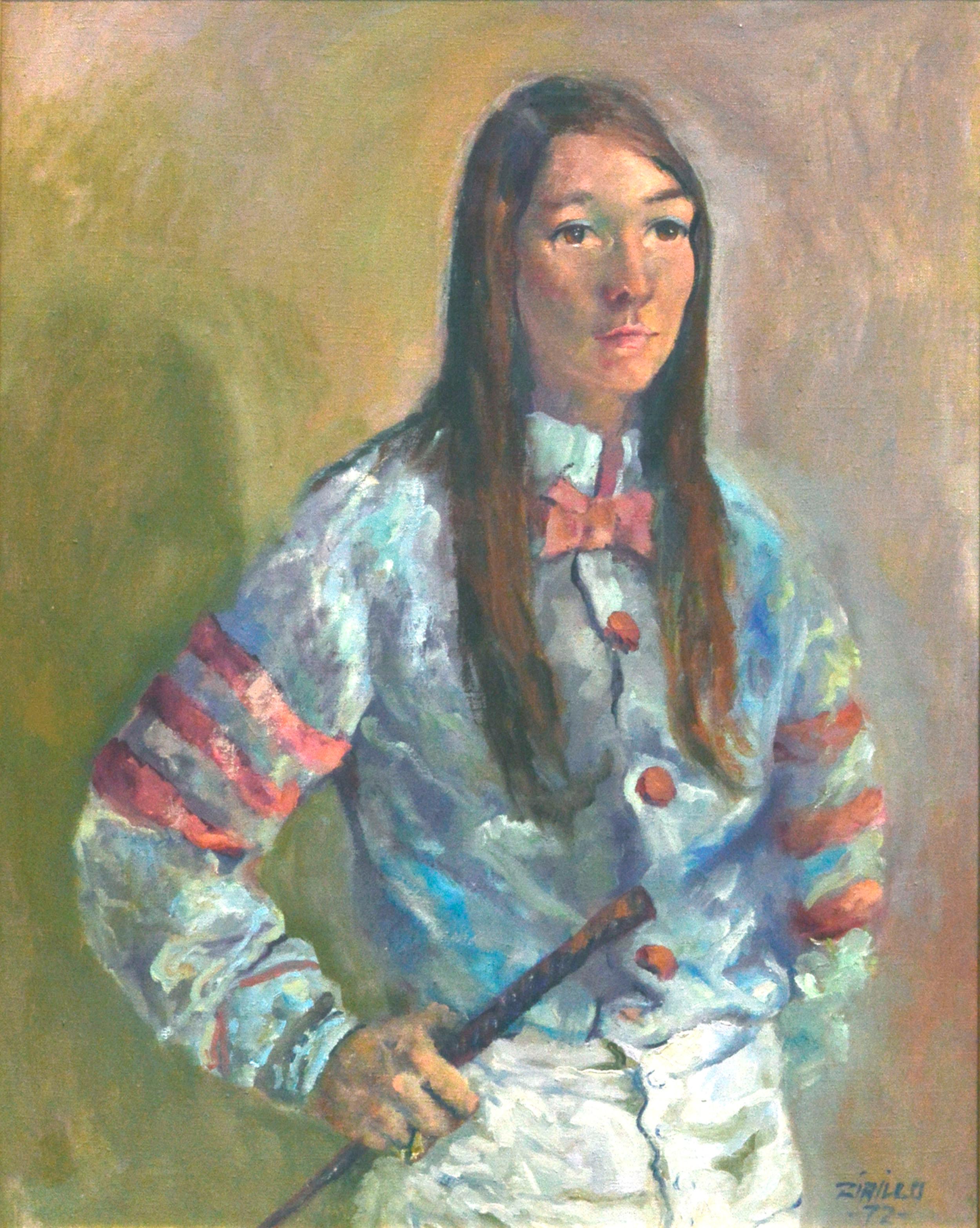 Portrait of Robyn Smith (Astair) - 1970's Female Jockey - Painting by Robert Zirillo