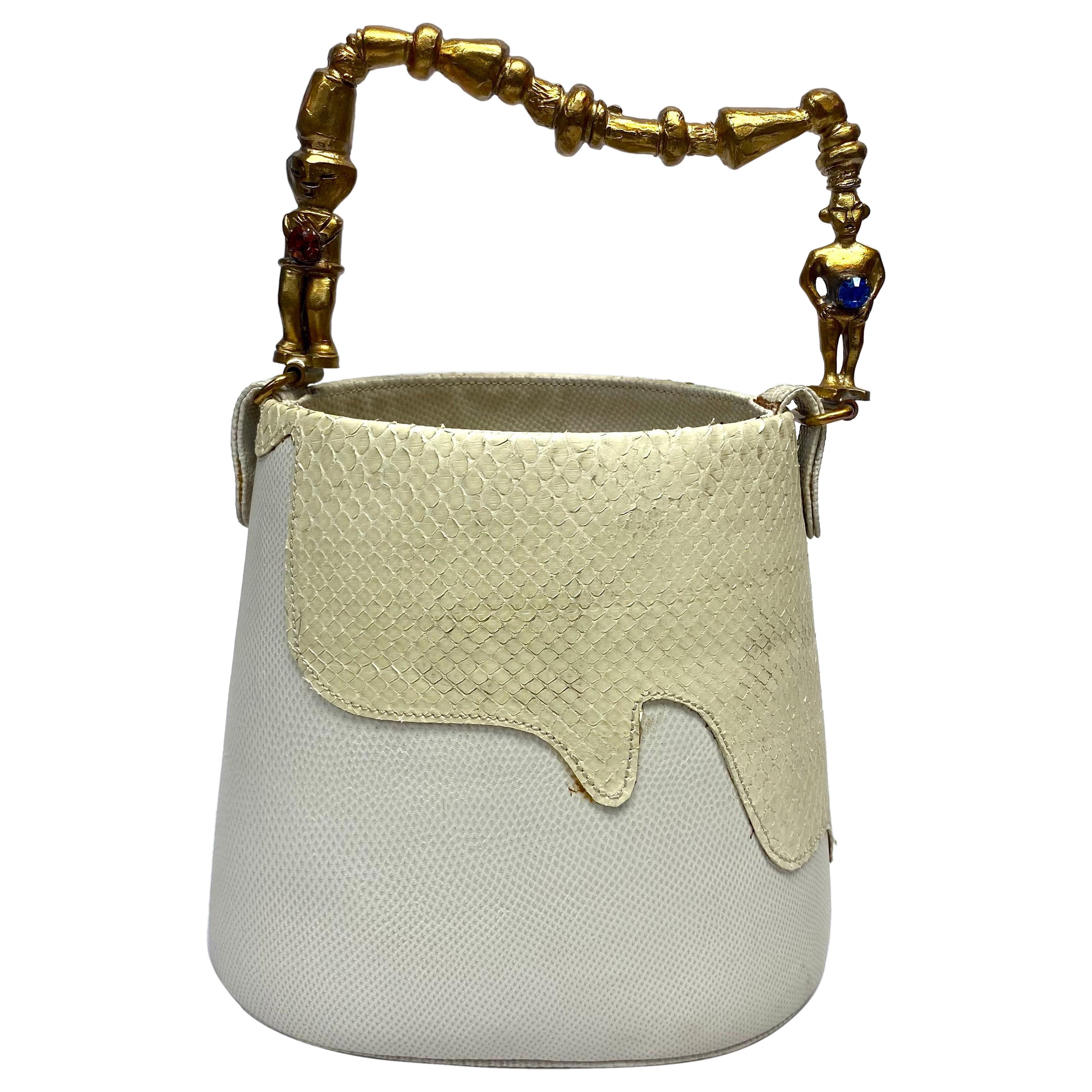 Roberta Balsamo Beige Eidechse Schlangenhaut Bucket Handtasche