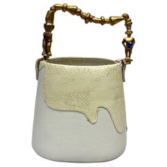 Roberta Balsamo Bolso Bucket Piel de Serpiente Lagarto Beige