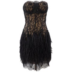 Roberta Biagi Feather black nude dress