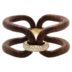 Roberta Collection Bangle in 18 kt Yellow Gold, Rosewood, and White Diamonds