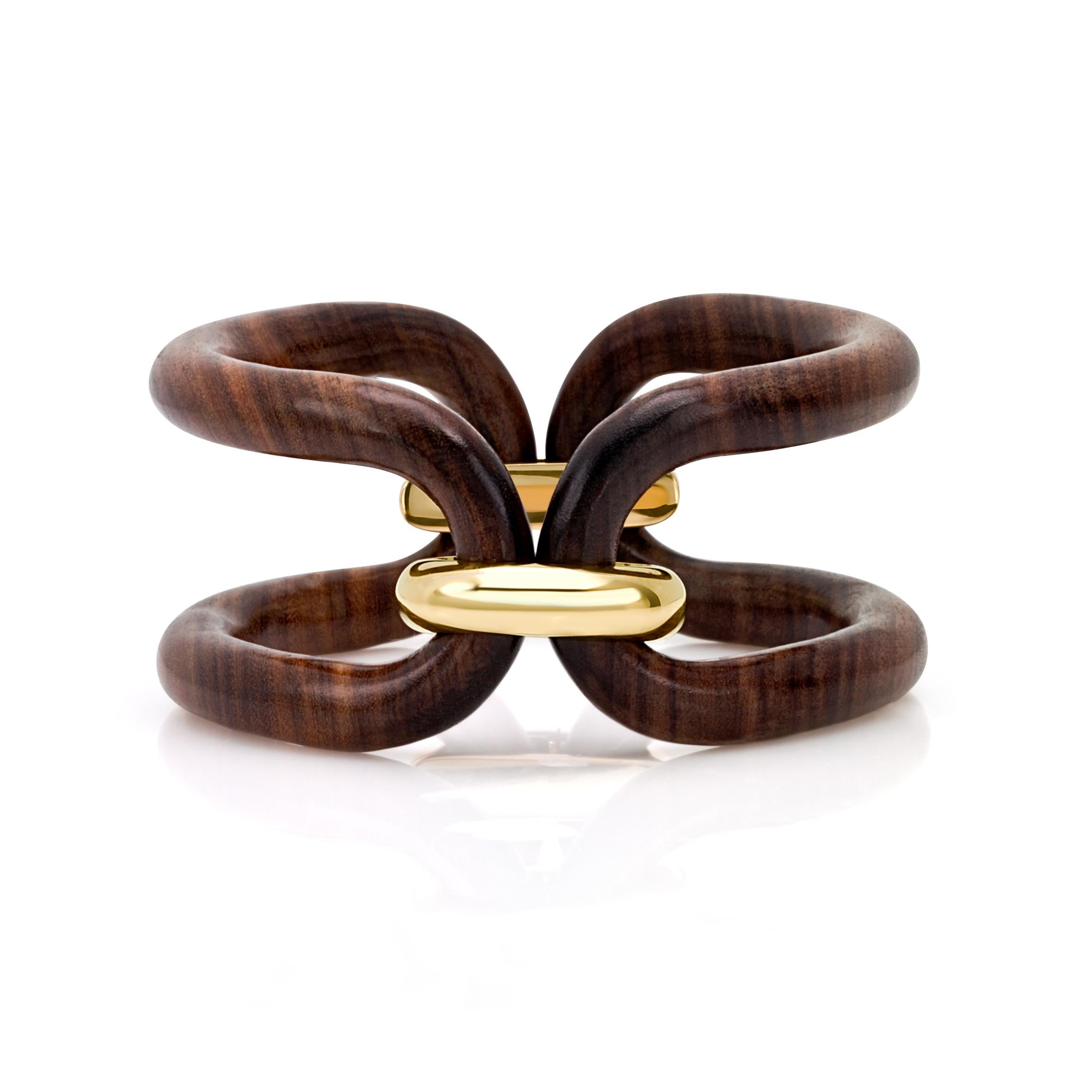 Bracelet jonc collection Roberta en or jaune 18 carats et bois de rose Pour femmes en vente
