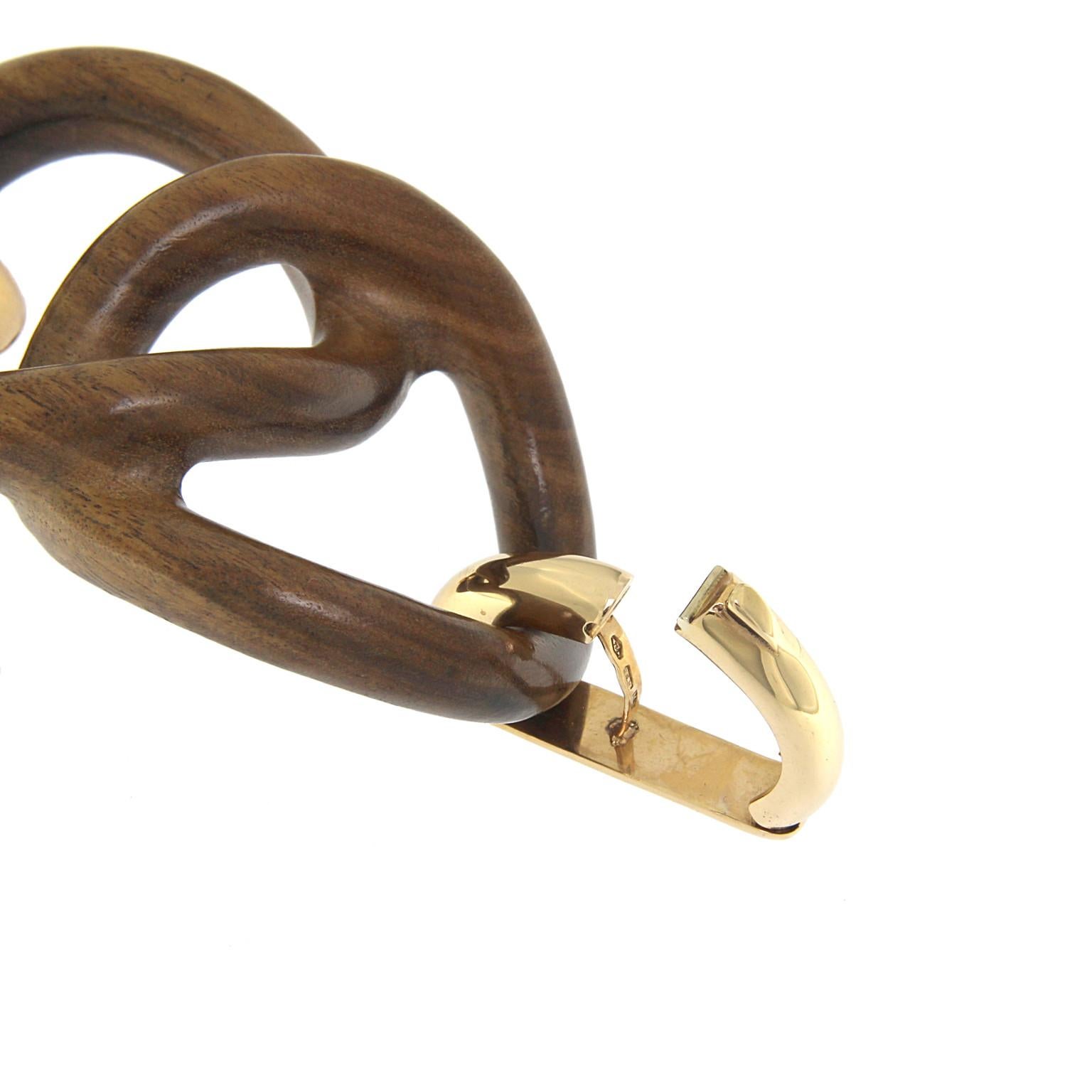 Bracelet jonc collection Roberta en or jaune 18 carats et bois de rose Pour femmes en vente