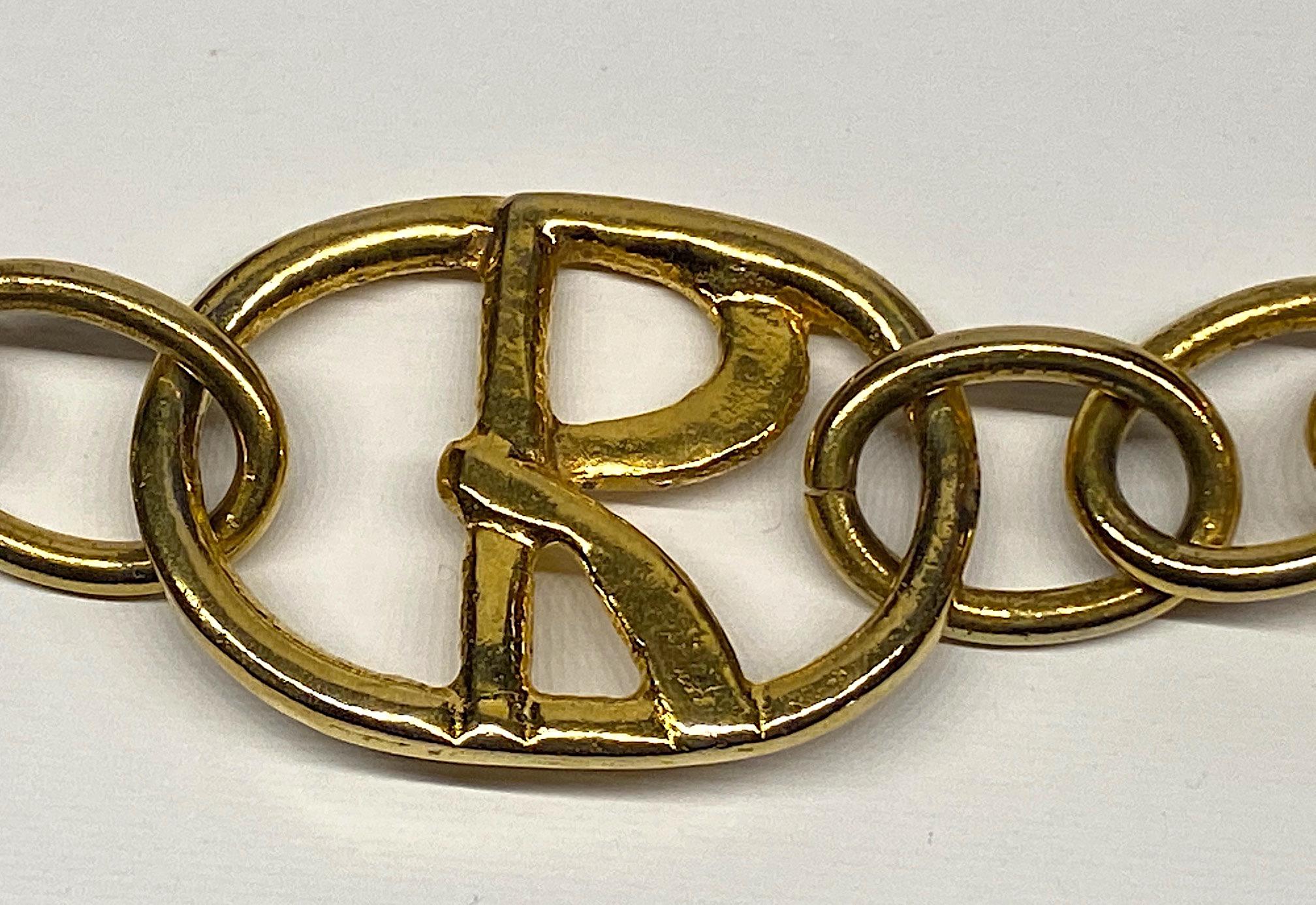 Roberta di Camerino 1960s / 1970s Wide Gold Logo Belt In Good Condition In New York, NY