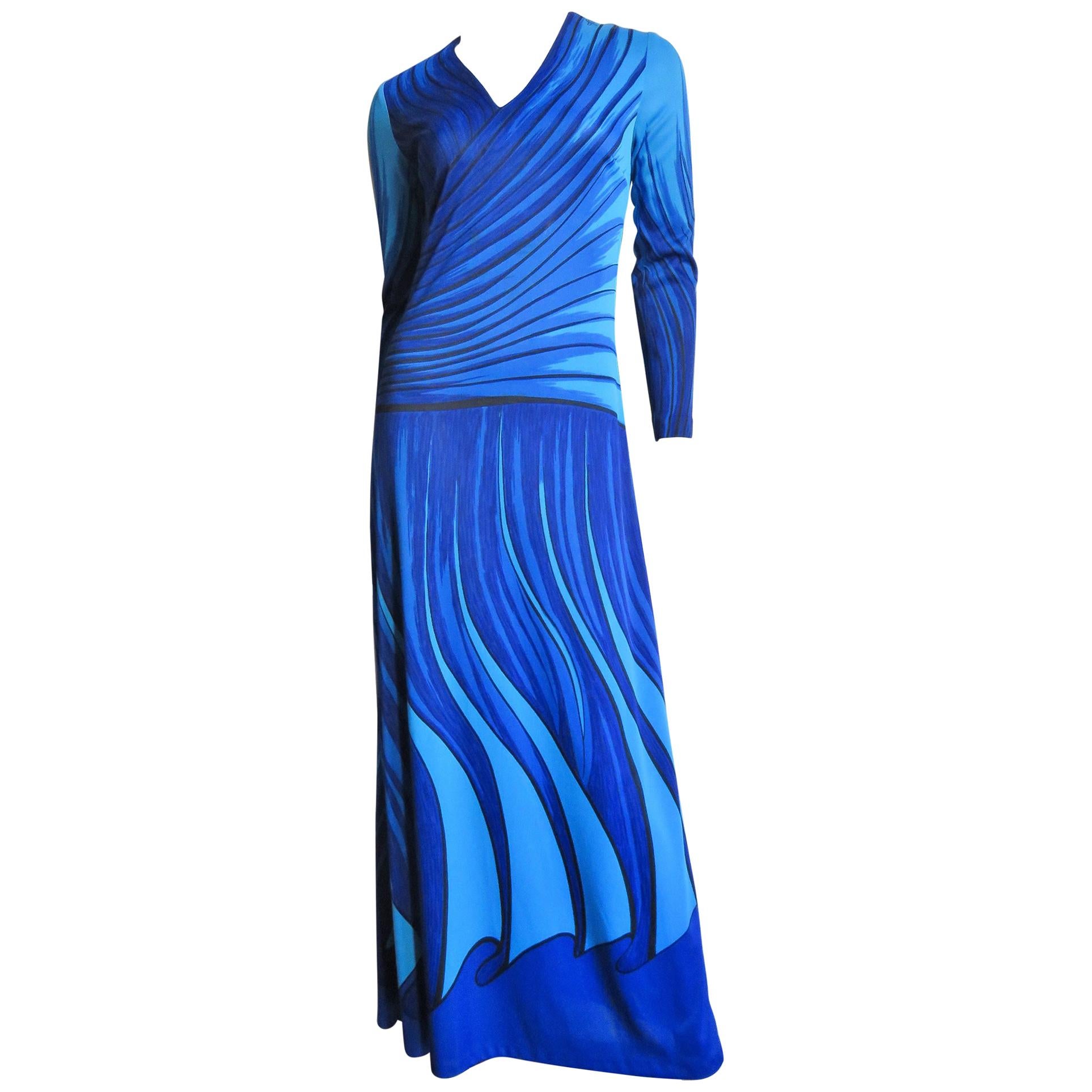 Roberta di Camerino 1970s Trompe L
oeil Maxi Dress