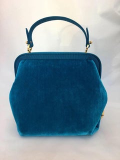 Roberta di Camerino 1990's Turquoise Velvet Handbag