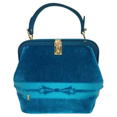 Retro Roberta di Camerino 1990's Turquoise Velvet Handbag
