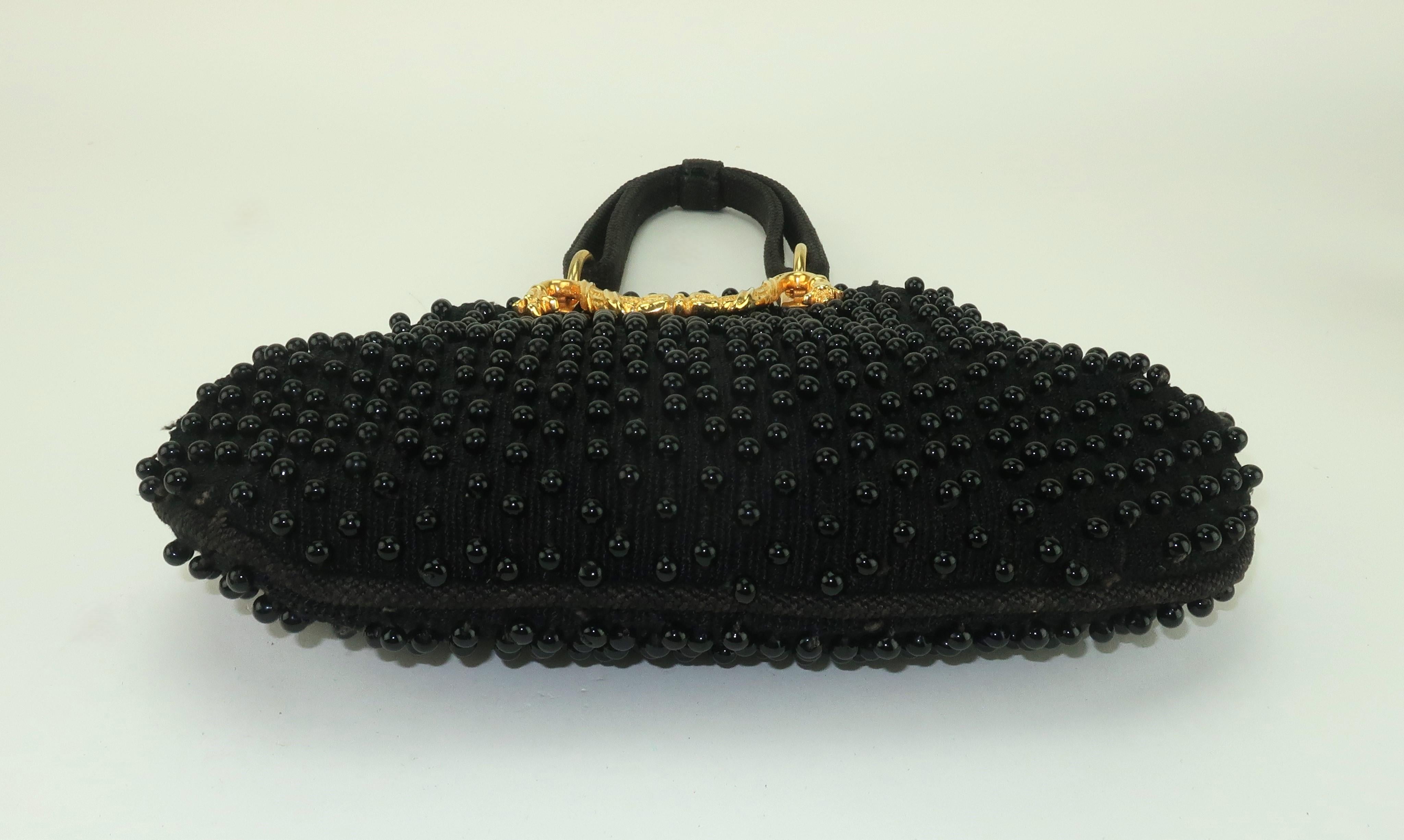Donna Roberta Di Camerino Attribuito Borsa con perline nere, anni '50