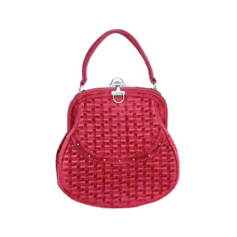 Roberta di Camerino Basket Weave Patterned Velvet Handbag