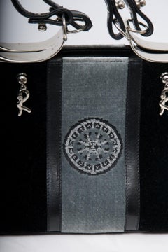 Roberta di Camerino Black and Gray Velvet Handbag