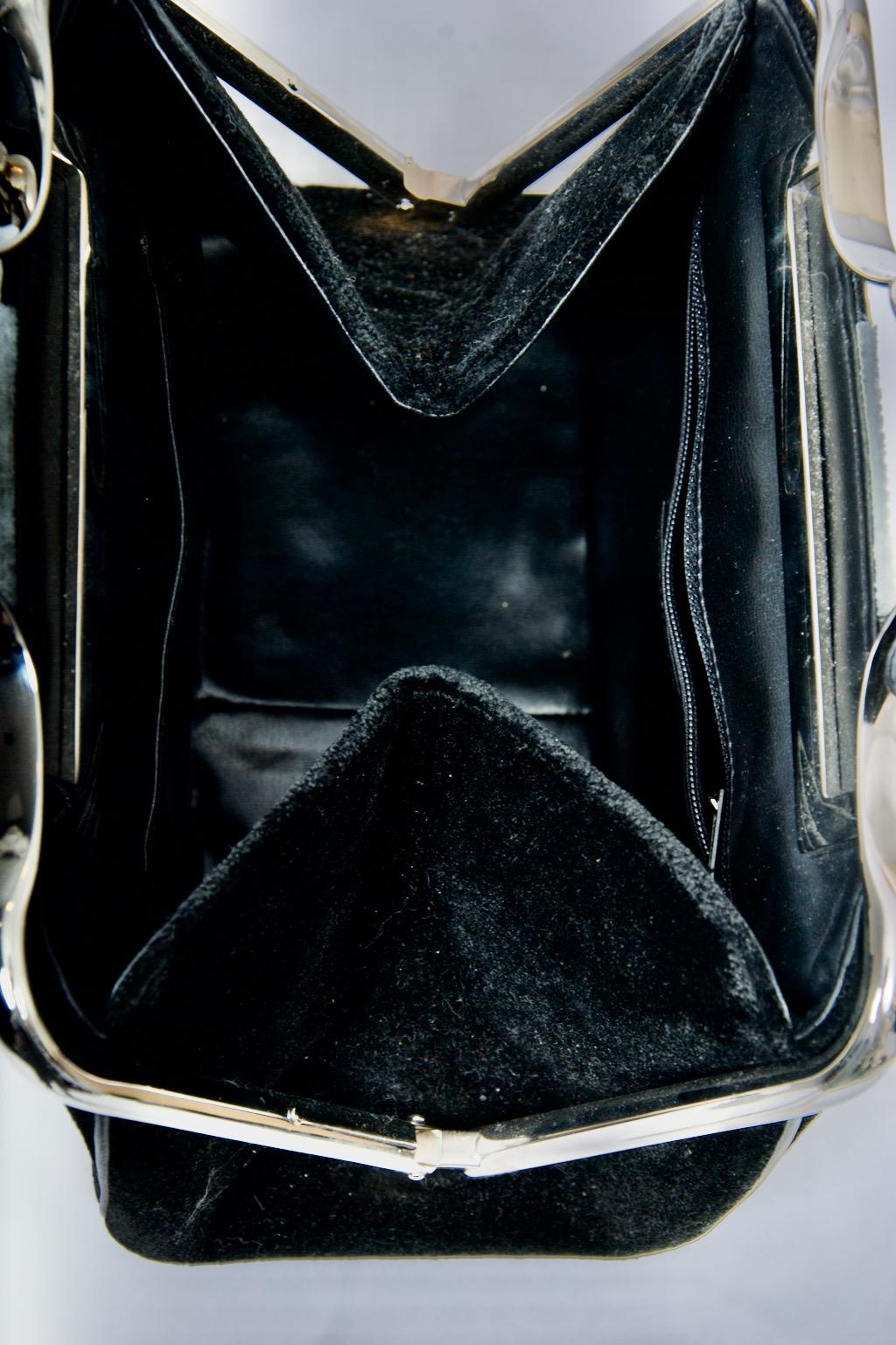 Roberta Di Camerino Borsa in velluto nero e grigio in vendita 3