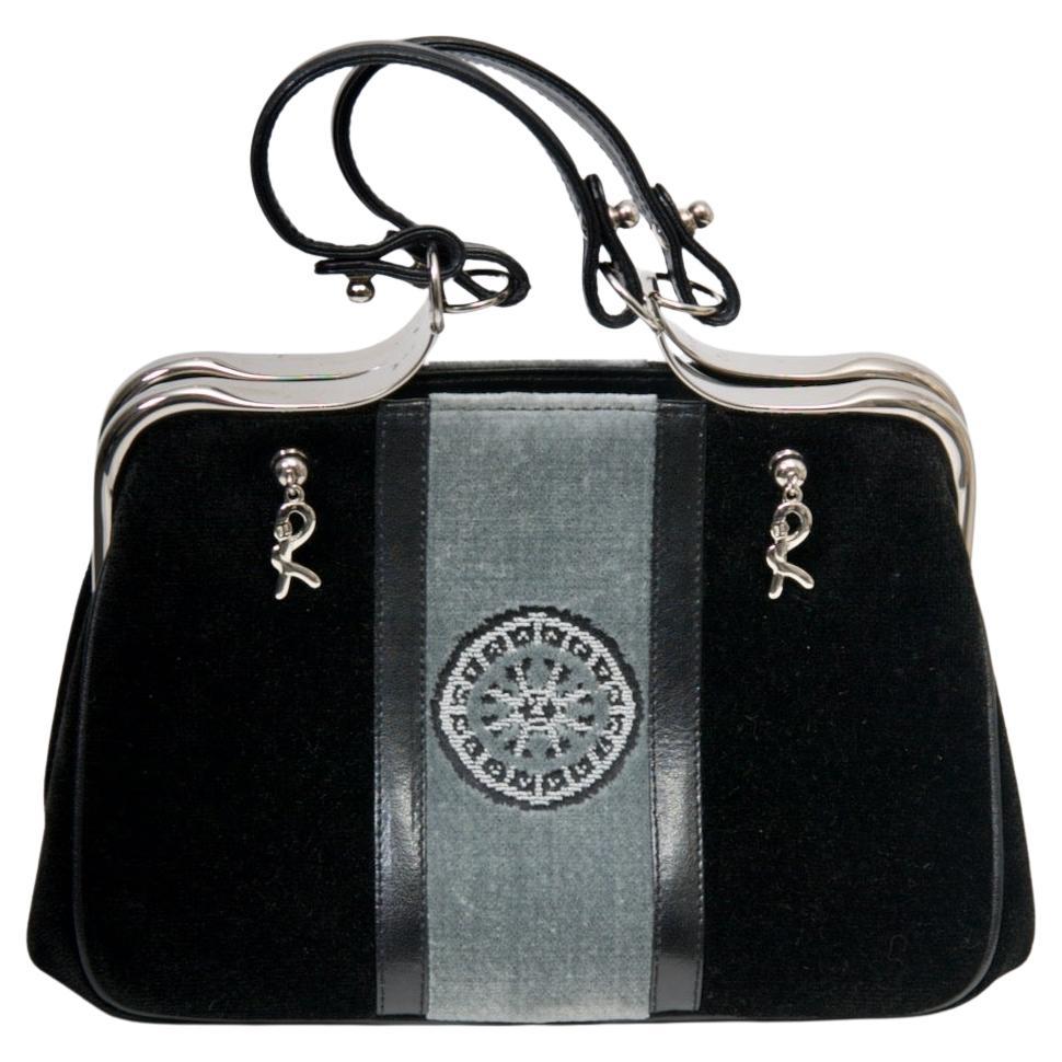 Roberta Di Camerino Borsa in velluto nero e grigio in vendita