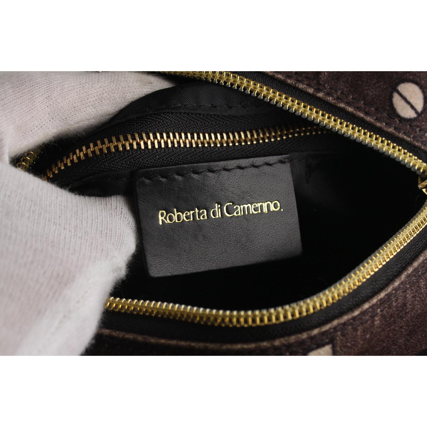 Roberta Di Camerino Black Gray Velvet Boston Shoulder Bag 5