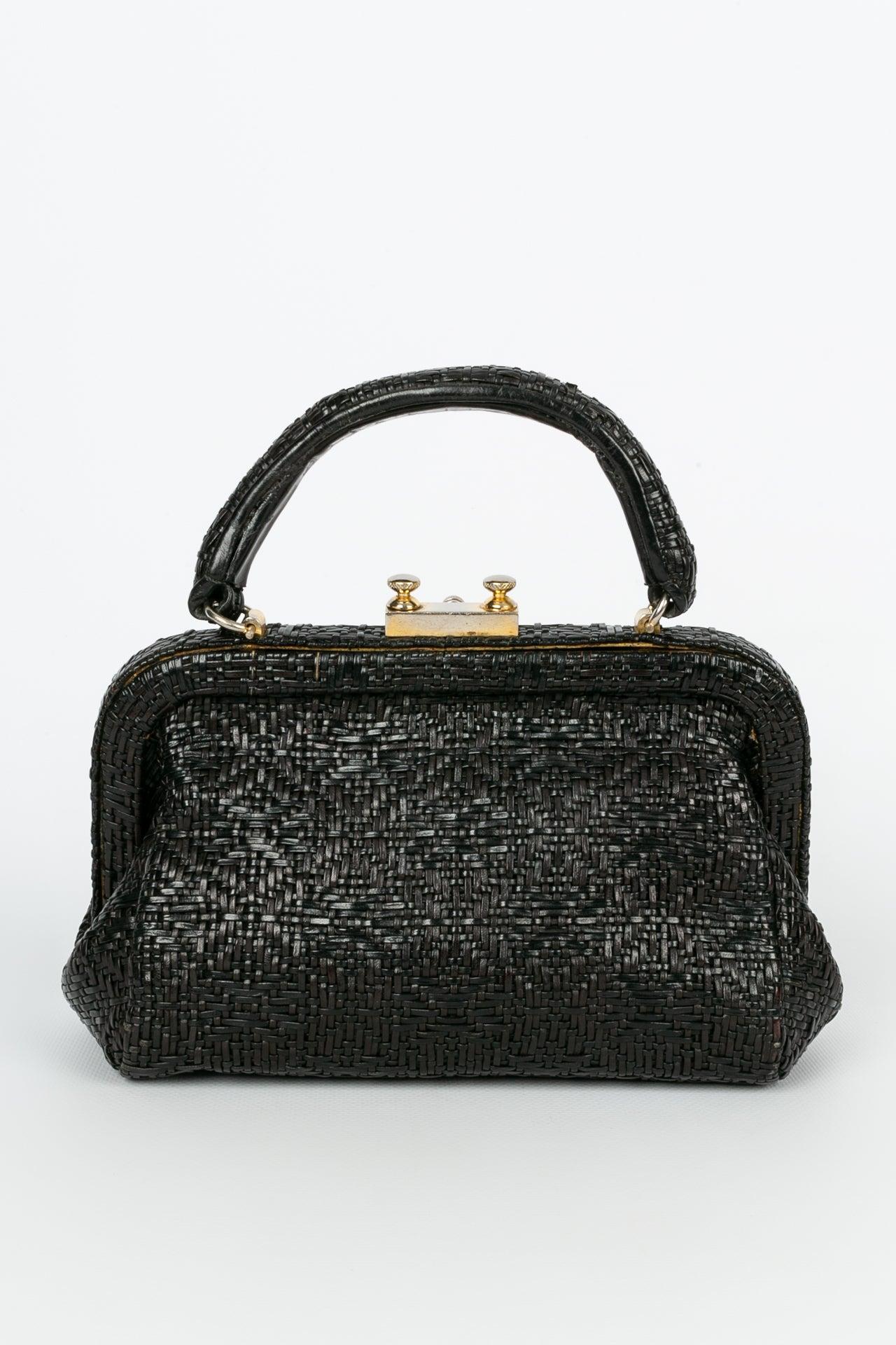 Roberta Di Camerino Black Leather Bag In Good Condition For Sale In SAINT-OUEN-SUR-SEINE, FR