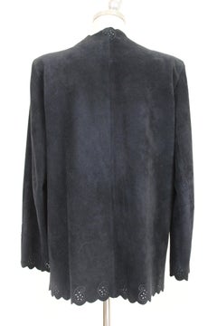 Roberta di Camerino Blu Leather Suede Jacket 1980s