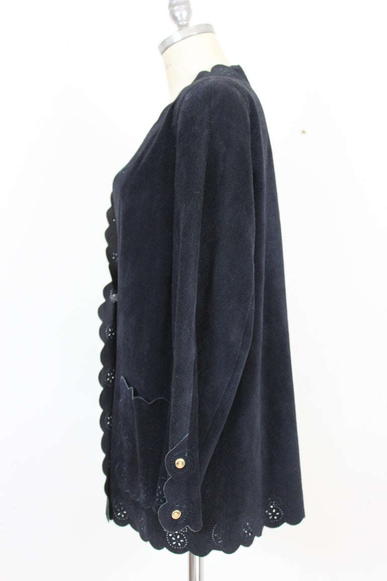 Roberta di Camerino Blu Leather Suede Jacket 1980s at 1stDibs