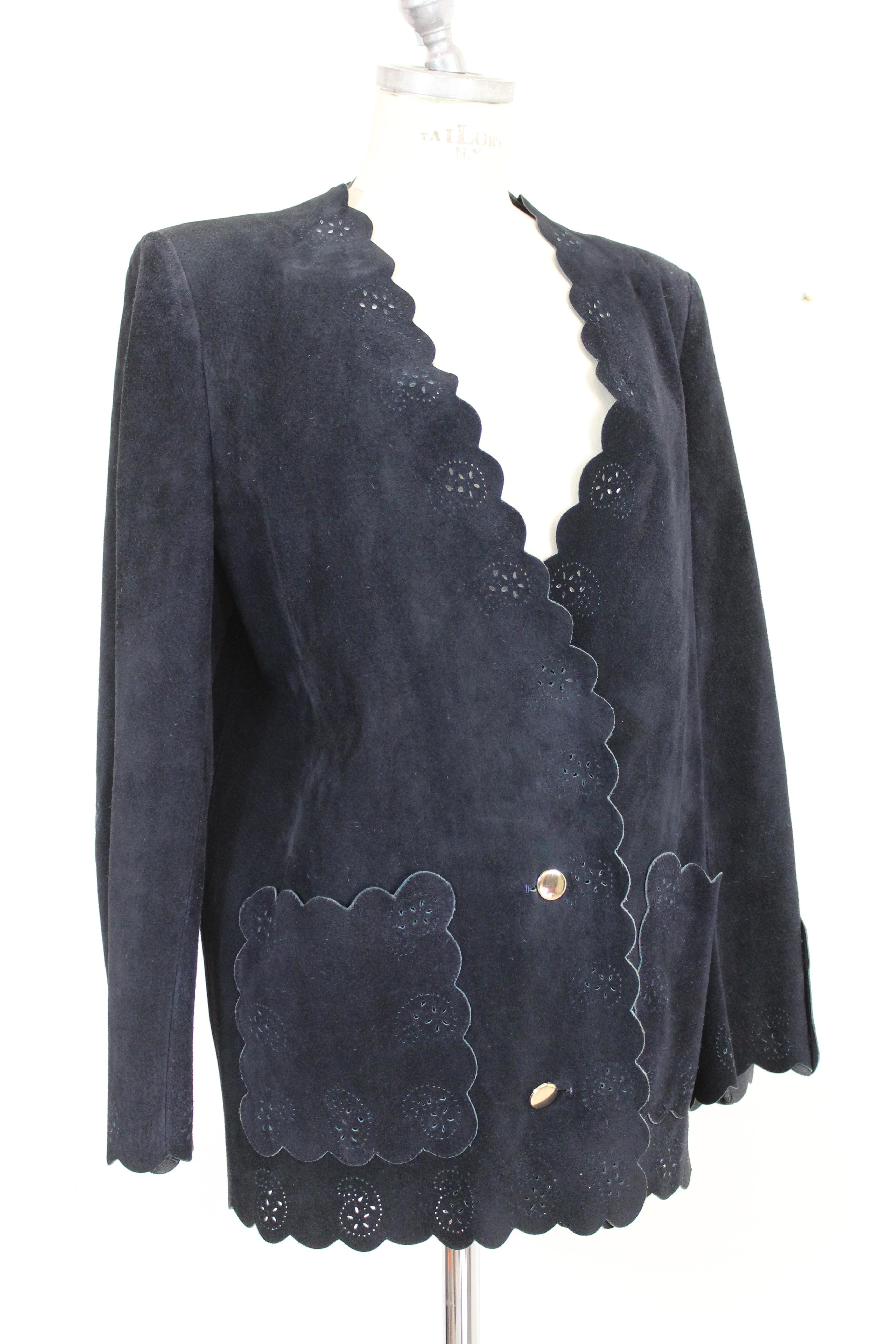 Roberta di Camerino Blu Leather Suede Jacket 1980s In Excellent Condition In Brindisi, Bt