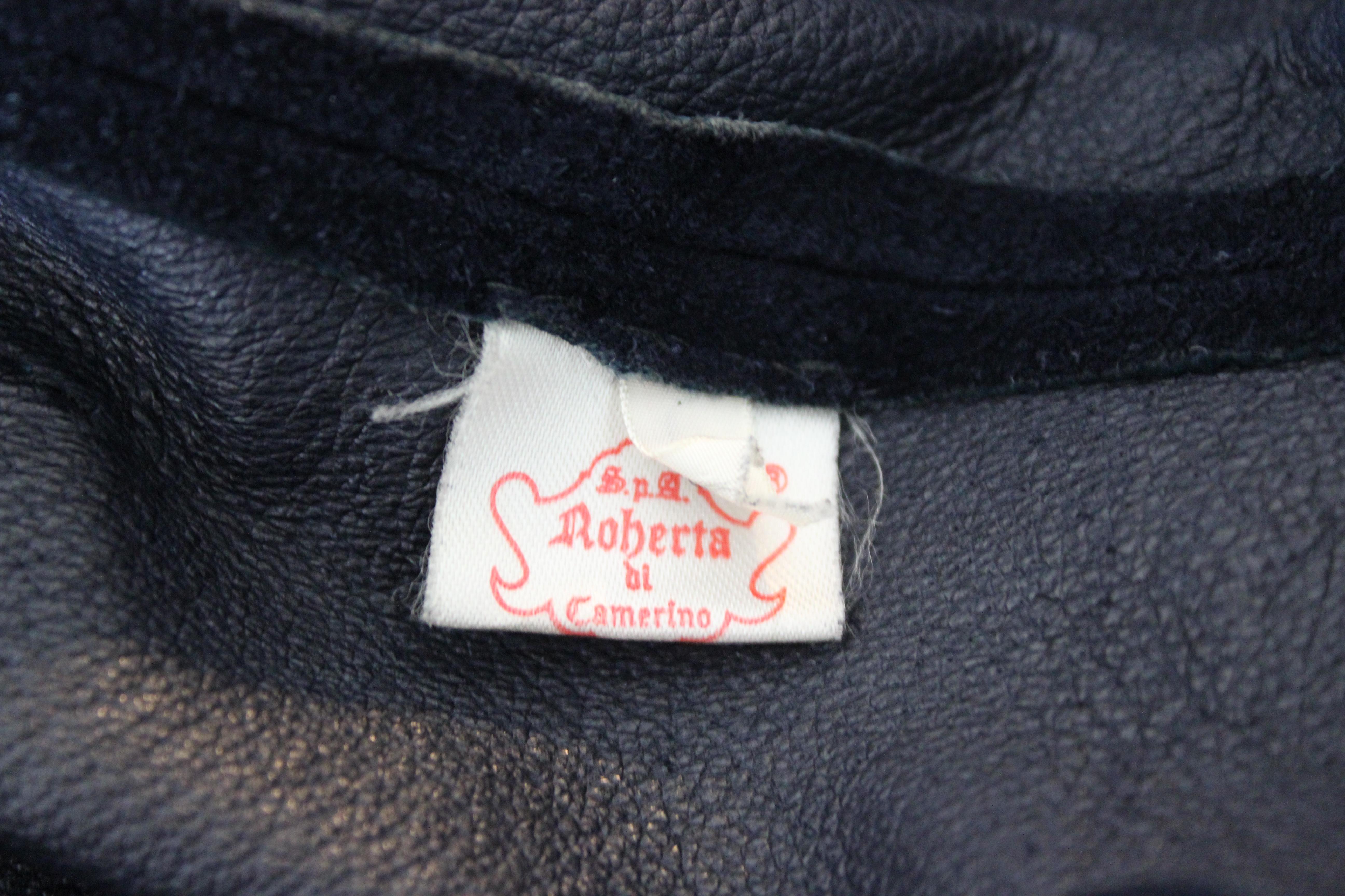 Roberta di Camerino Blu Leather Suede Jacket 1980s 1