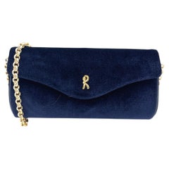 Roberta di Camerino Blue Velvet Convertible Clutch Evening Bag