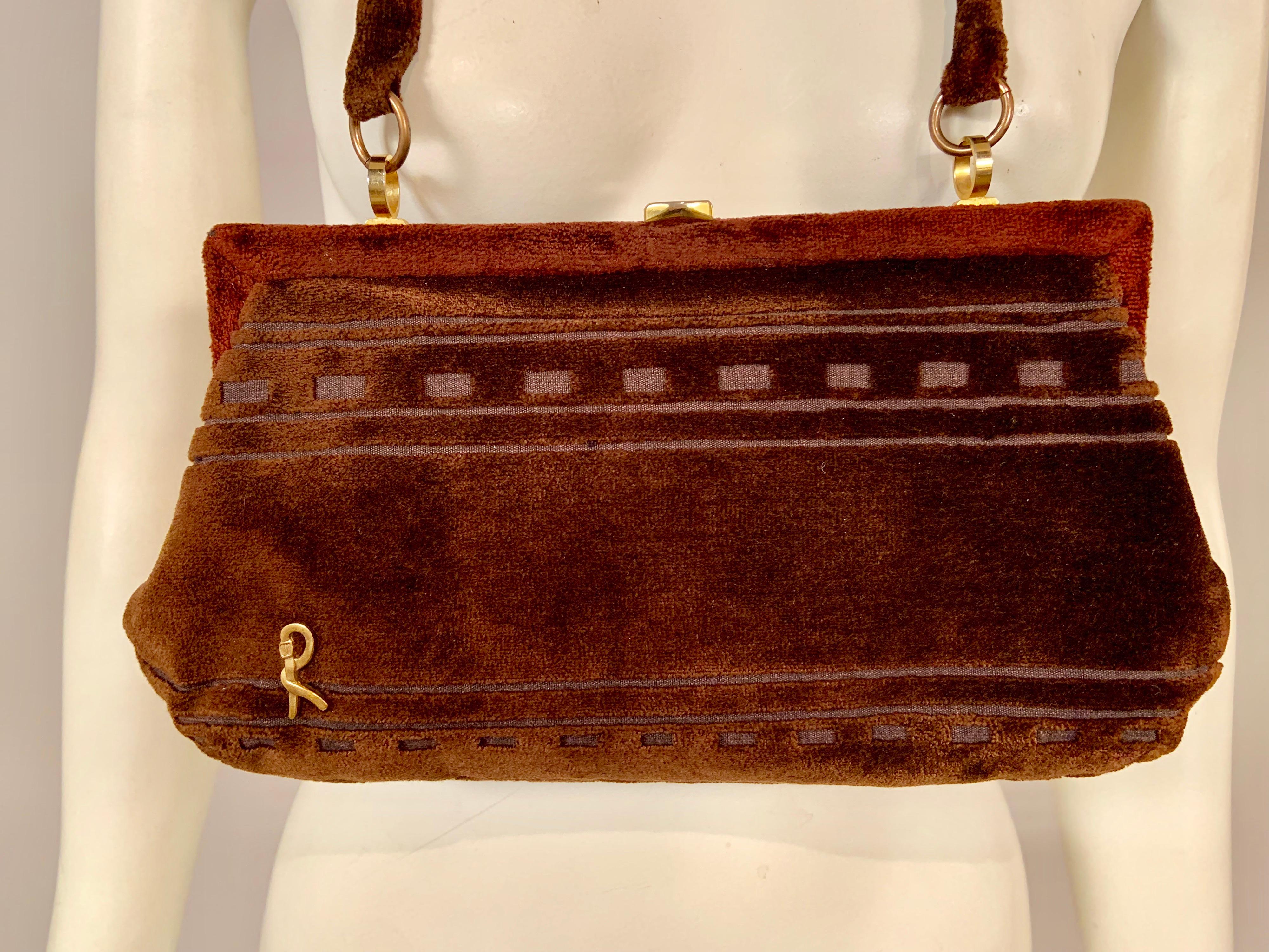 brown velvet purse
