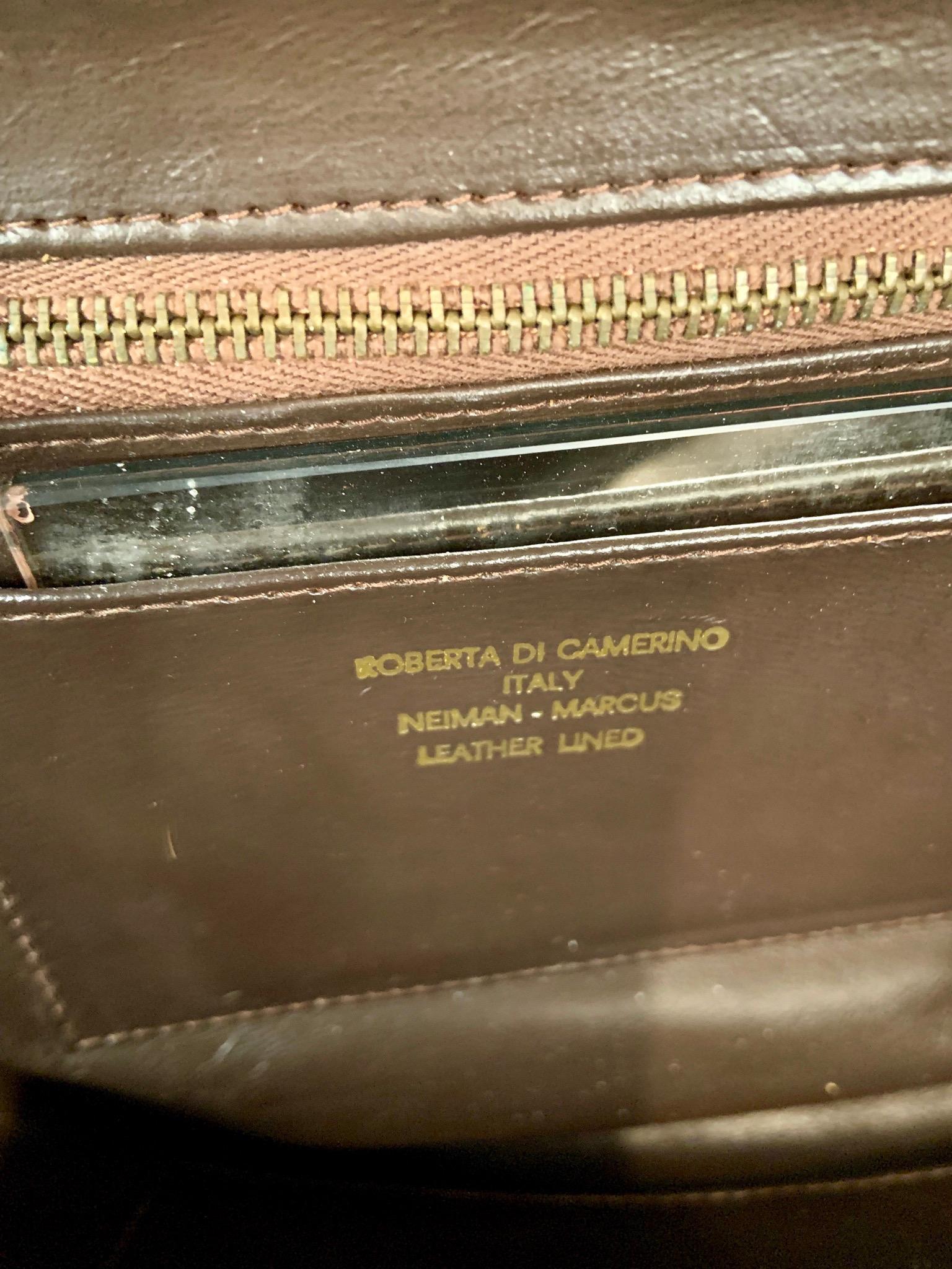 Roberta di Camerino Brown Velvet Clutch Shoulder Bag or Top Handle Bag 2