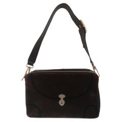 Roberta di Camerino brown velvet leather shoulder bag