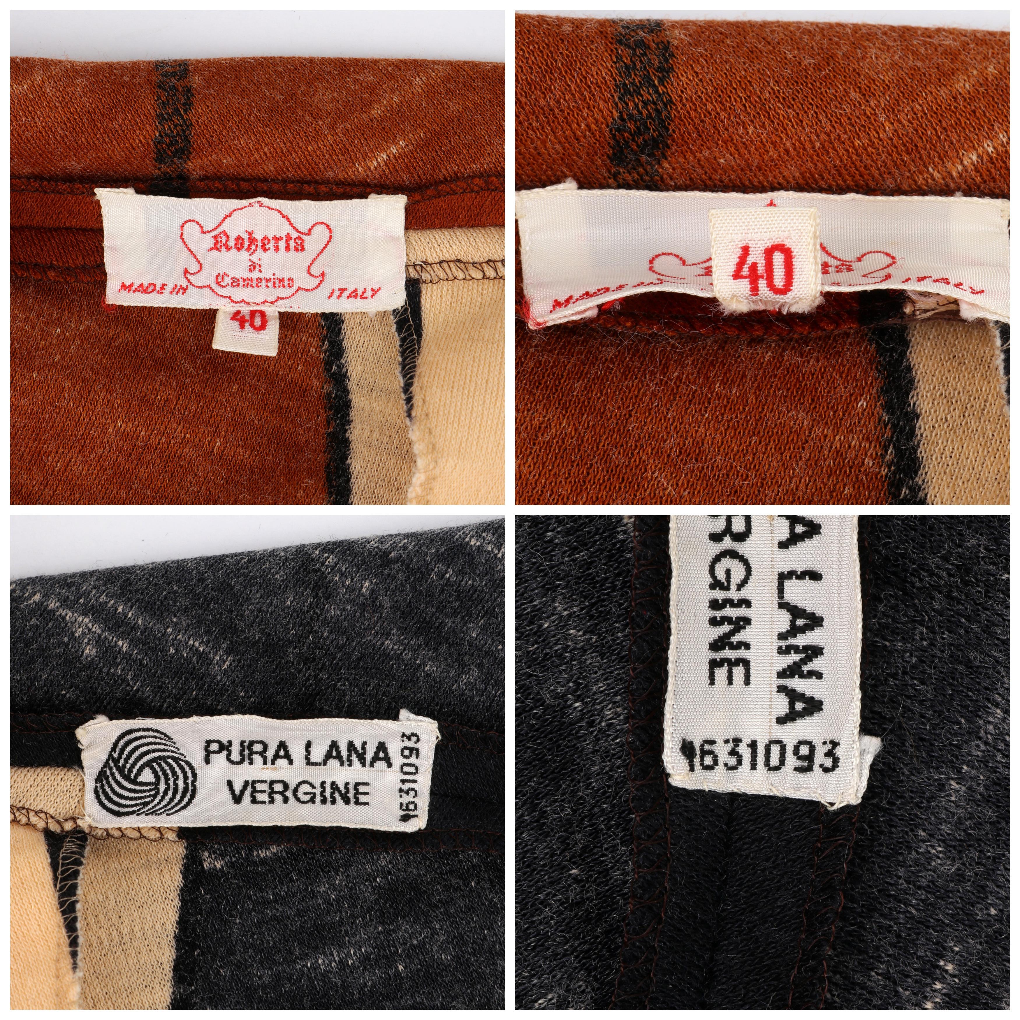 ROBERTA DI CAMERINO c.1970s Wool Pattern Collar Knee-Length Long Sleeve Dress For Sale 2