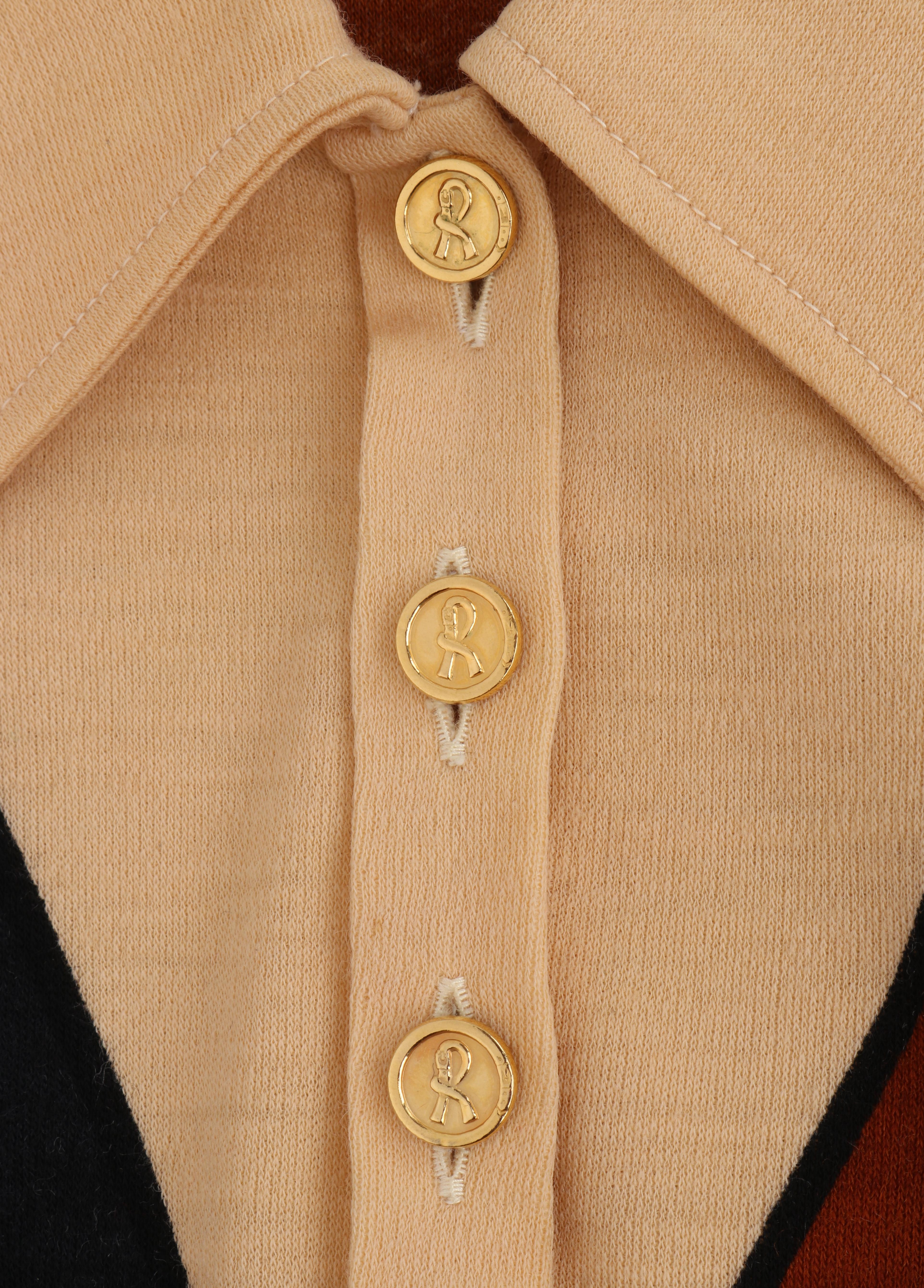 Women's ROBERTA DI CAMERINO c.1970s Wool Pattern Collar Knee-Length Long Sleeve Dress For Sale