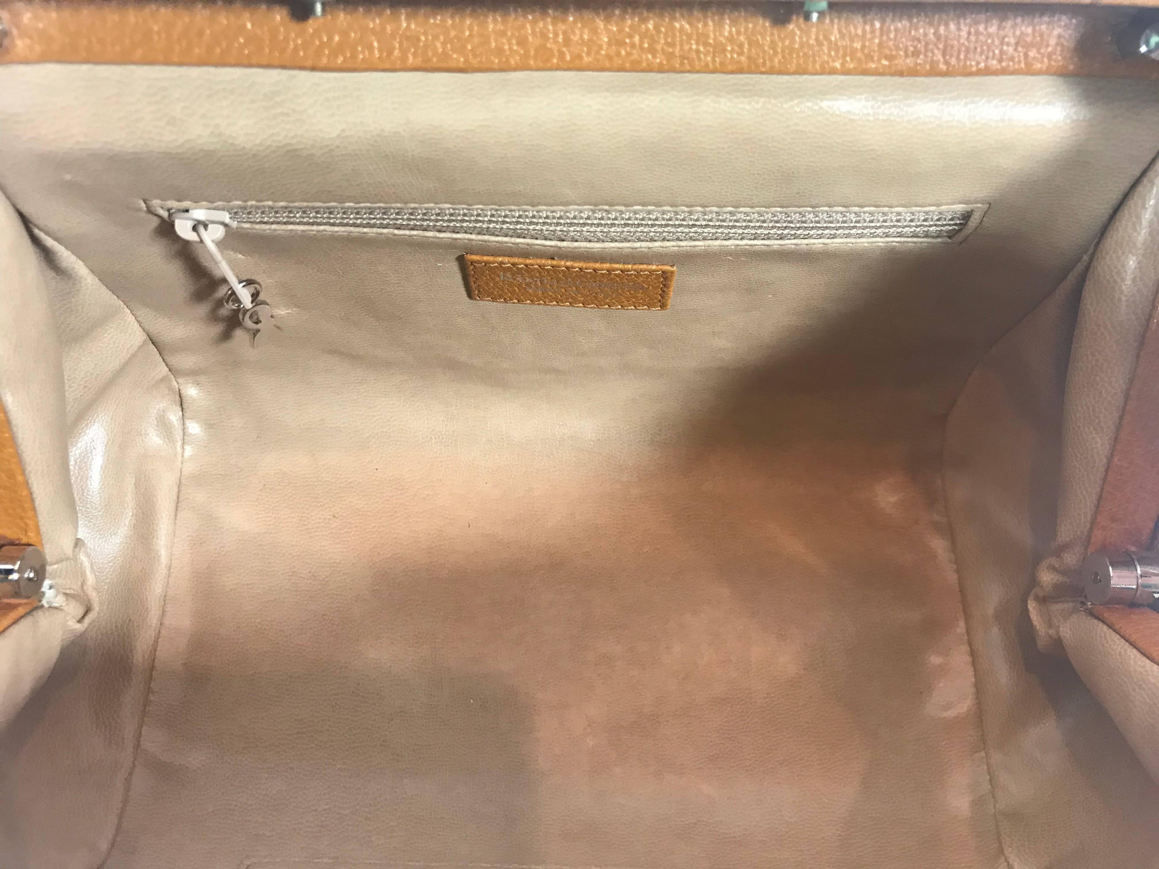 Roberta Di Camerino Canvas Leather Frame Bag For Sale 1