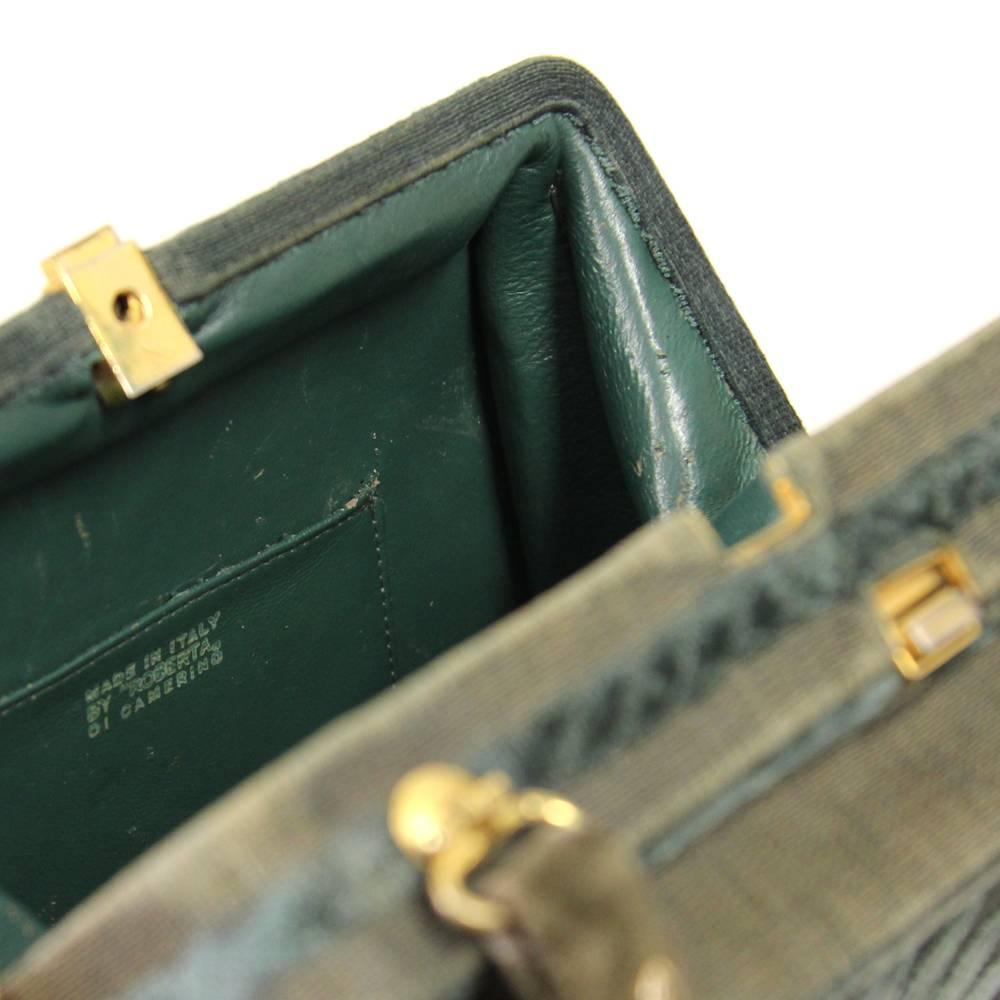 Roberta Di Camerino Green Canvas Vintage Bag, 1960s 2