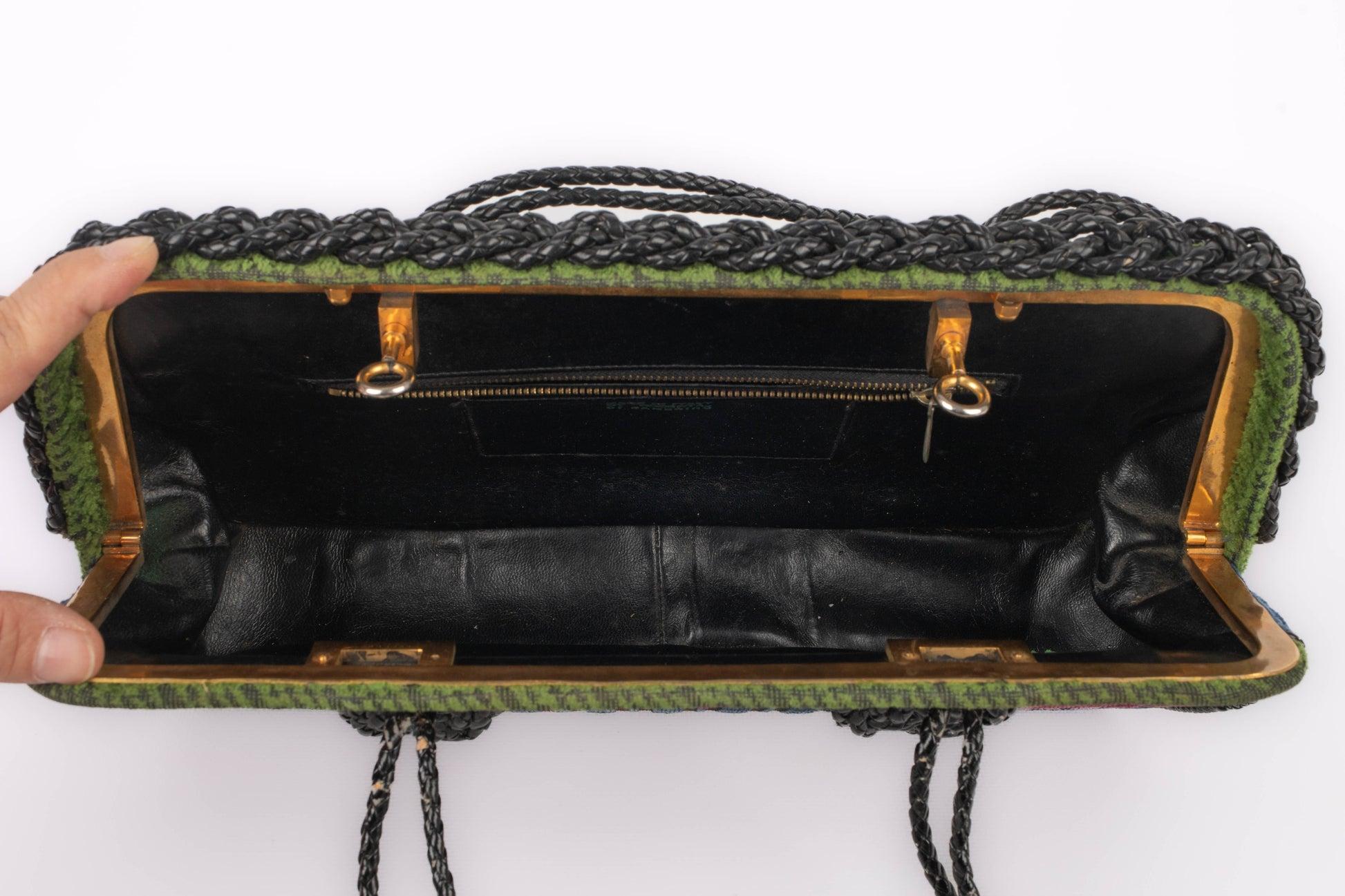 Roberta Di Camerino Green, Pink & Blue Velvet Handbag For Sale 6